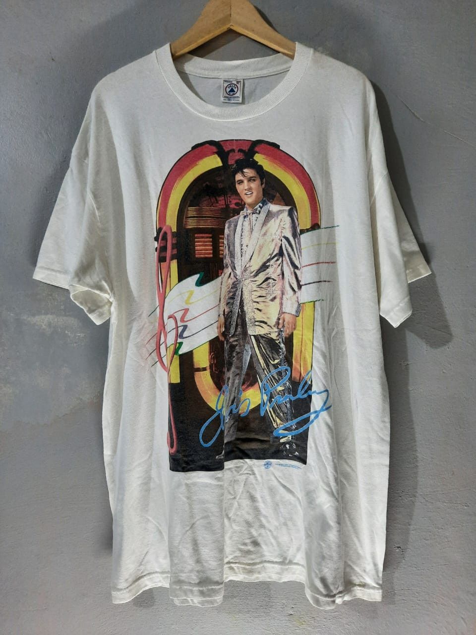 image of Band Tees x Rock T Shirt Vintage Elvis Presley in White, Men's (Size XL)