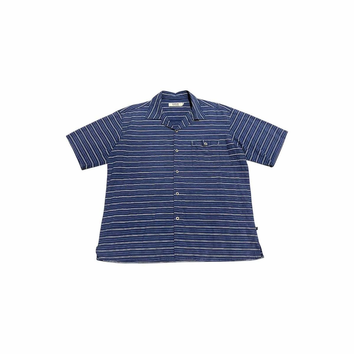 Japanese Brand 🔥Vintage Kansai Jeans Striped Open Collar Shirt Size US XL / EU 56 / 4 - 2 Thumbnail