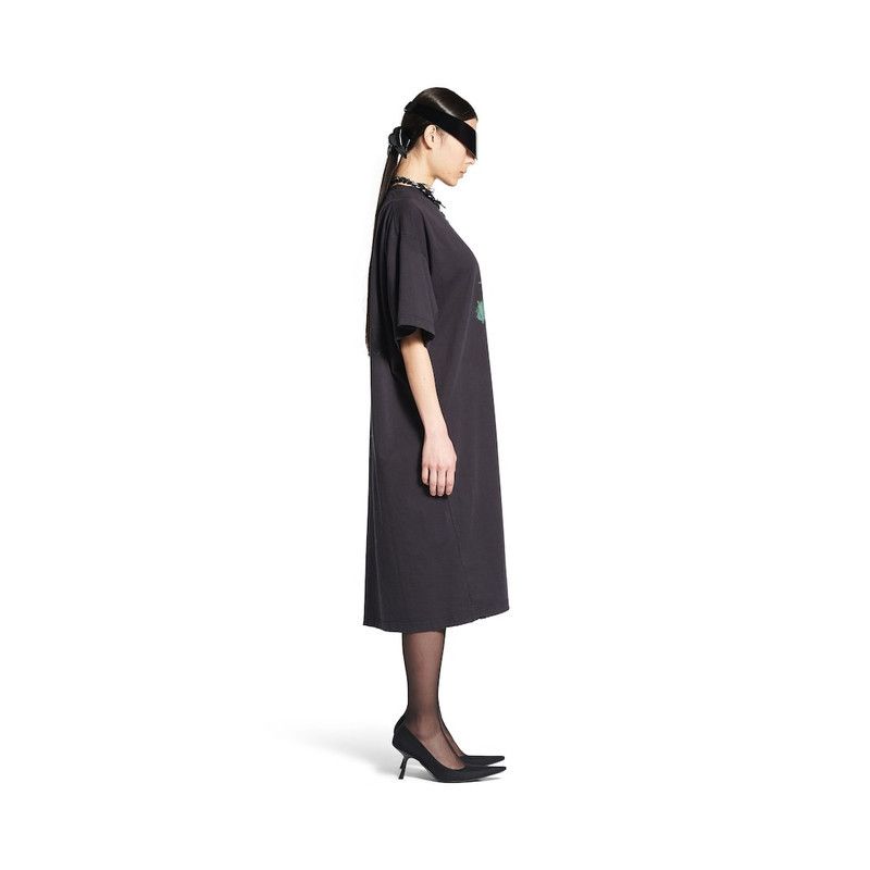 Balenciaga o1tr1nto0526 DIY Imprint T-Shirt Dress in Faded Black Size L / US 10 / IT 46 - 3 Thumbnail