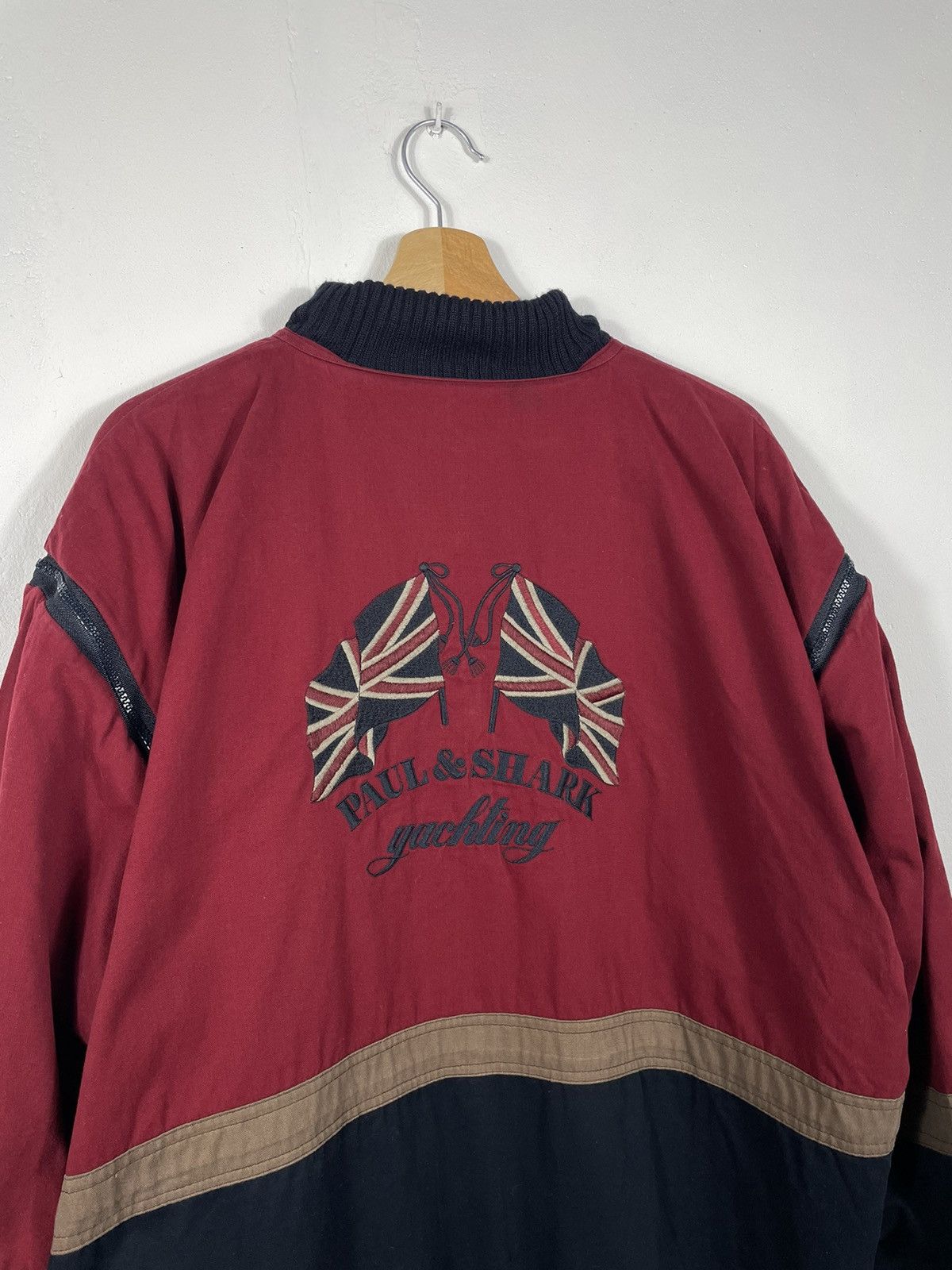 Designer × Paul & Shark × Vintage Retro 90s Navy Red Paul & Shark Double-sided Bomber Size US XXL / EU 58 / 5 - 4 Thumbnail