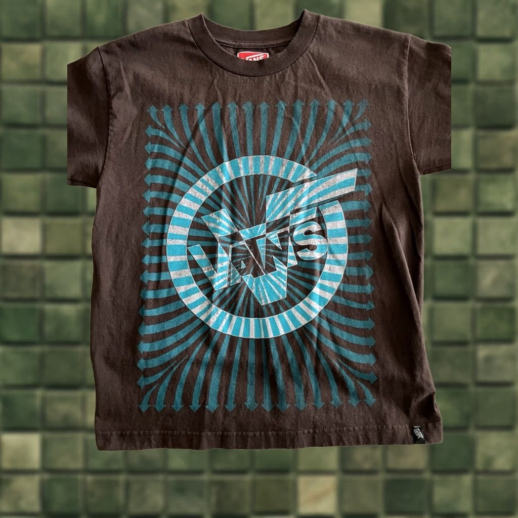 Vans VANS T-Shirt Two Sided Large Swirl Logo Gray Teal Womens L Brown Accent Logo Short Sleeve Crew Neck Shirt Size L / US 10 / IT 46 - 1 Thumbnail