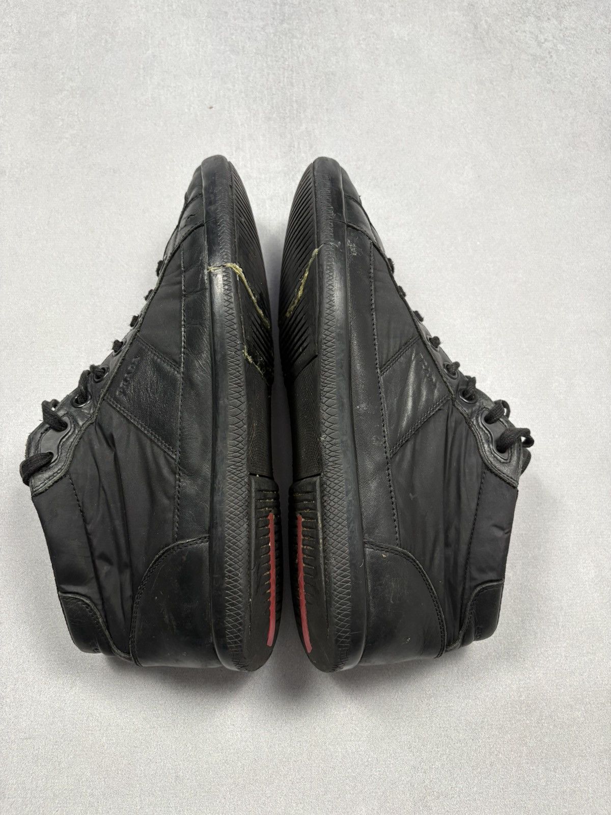 Prada Prada High-Top Sneakers Black Leather Nylon Red Tab US 9 Y2K Size US 9 / EU 42 - 6 Thumbnail