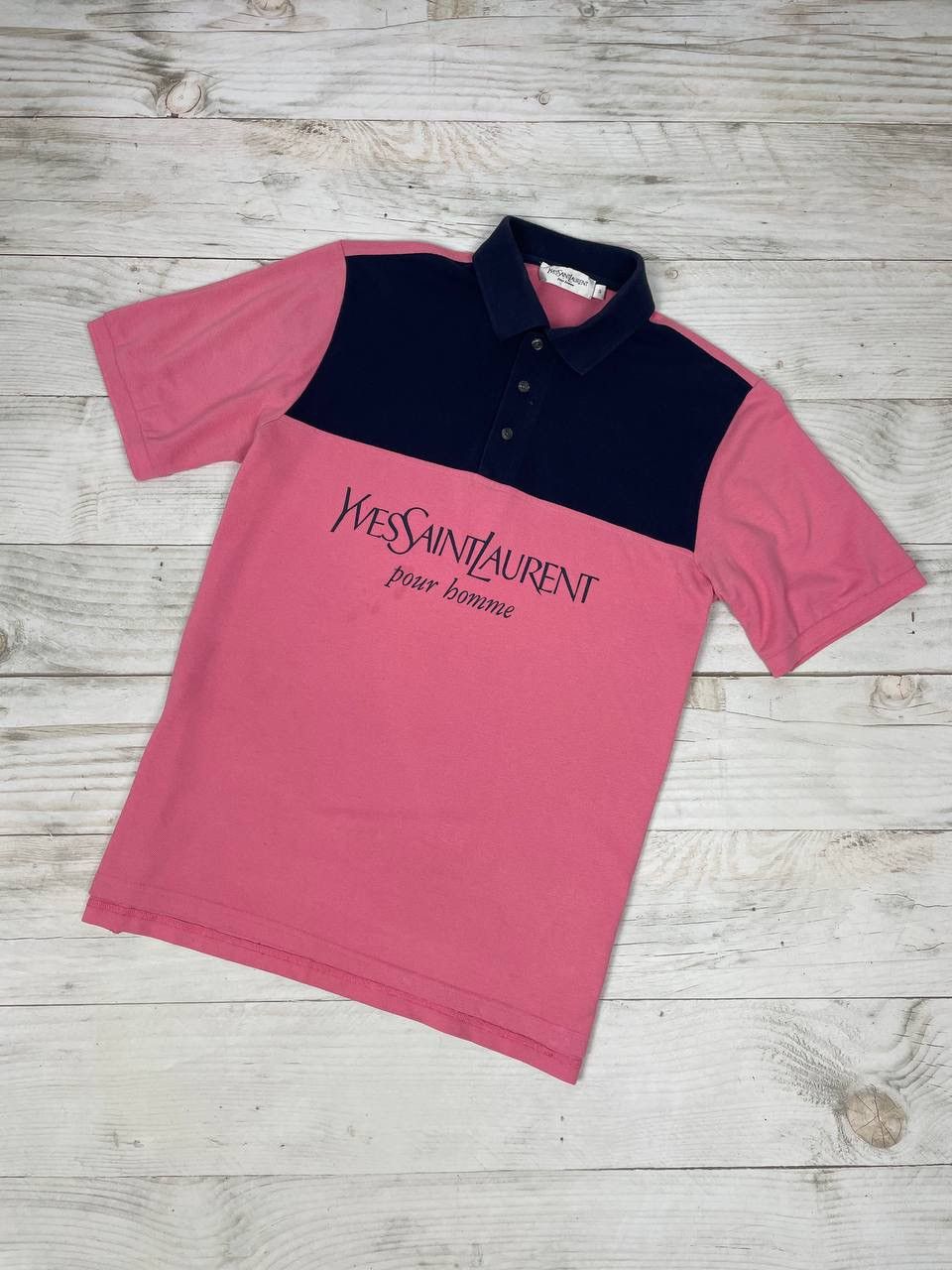Vintage Yves Saint Laurent Polo Shirt Big Logo YSL Luxury