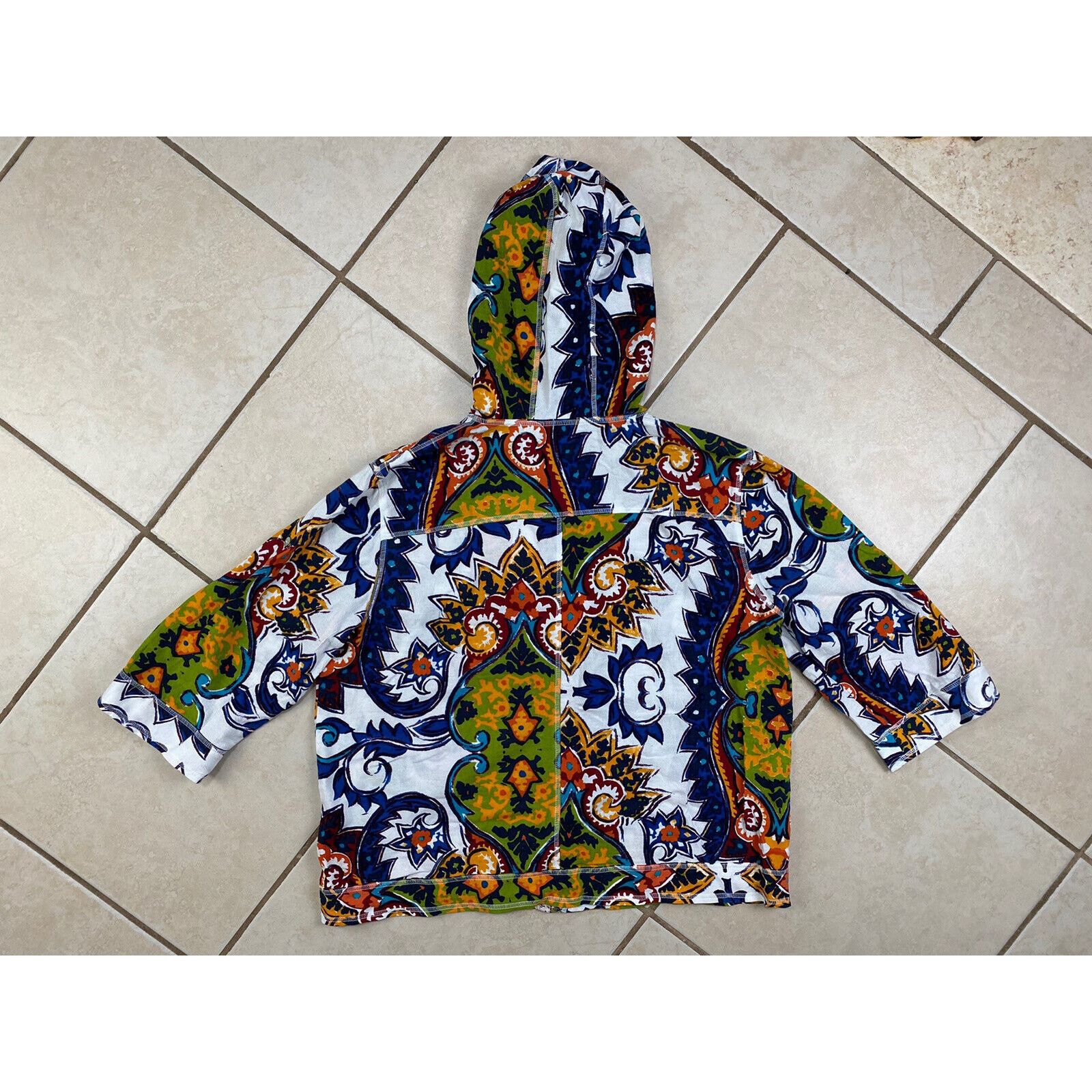 Chicos NWT Chico's Lightweight Paisley Hoodie 3/4 Tab Sleeve Zip Size XL / US 12-14 / IT 48-50 - 12 Thumbnail