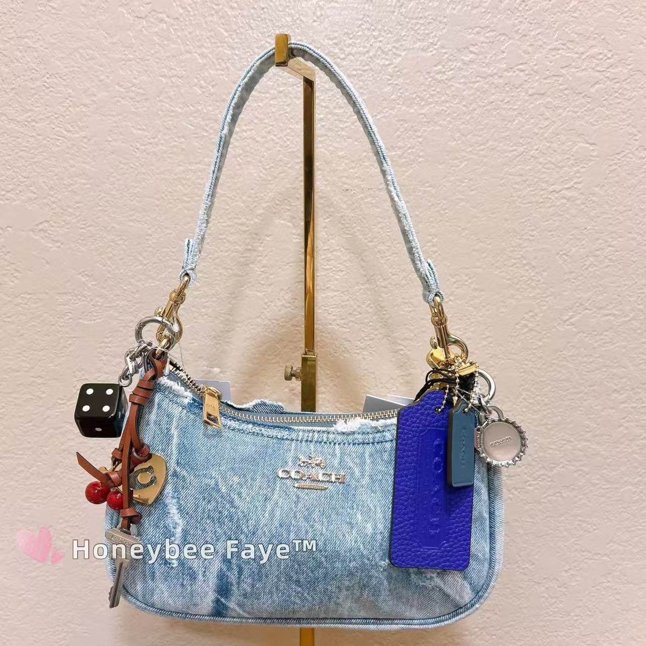 Coach Teri Shoulder Bag In Loved Denim With Charms CDY76 Size ONE SIZE - 1 Thumbnail
