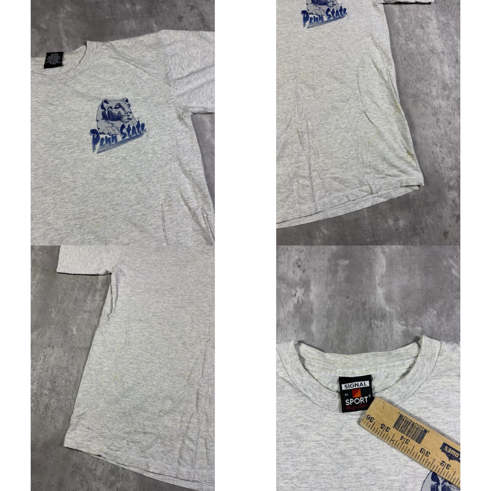 Penn VINTAGE Penn State University 90s Double Sided T Shirt Grey M Men Signal Size US M / EU 48-50 / 2 - 8 Thumbnail