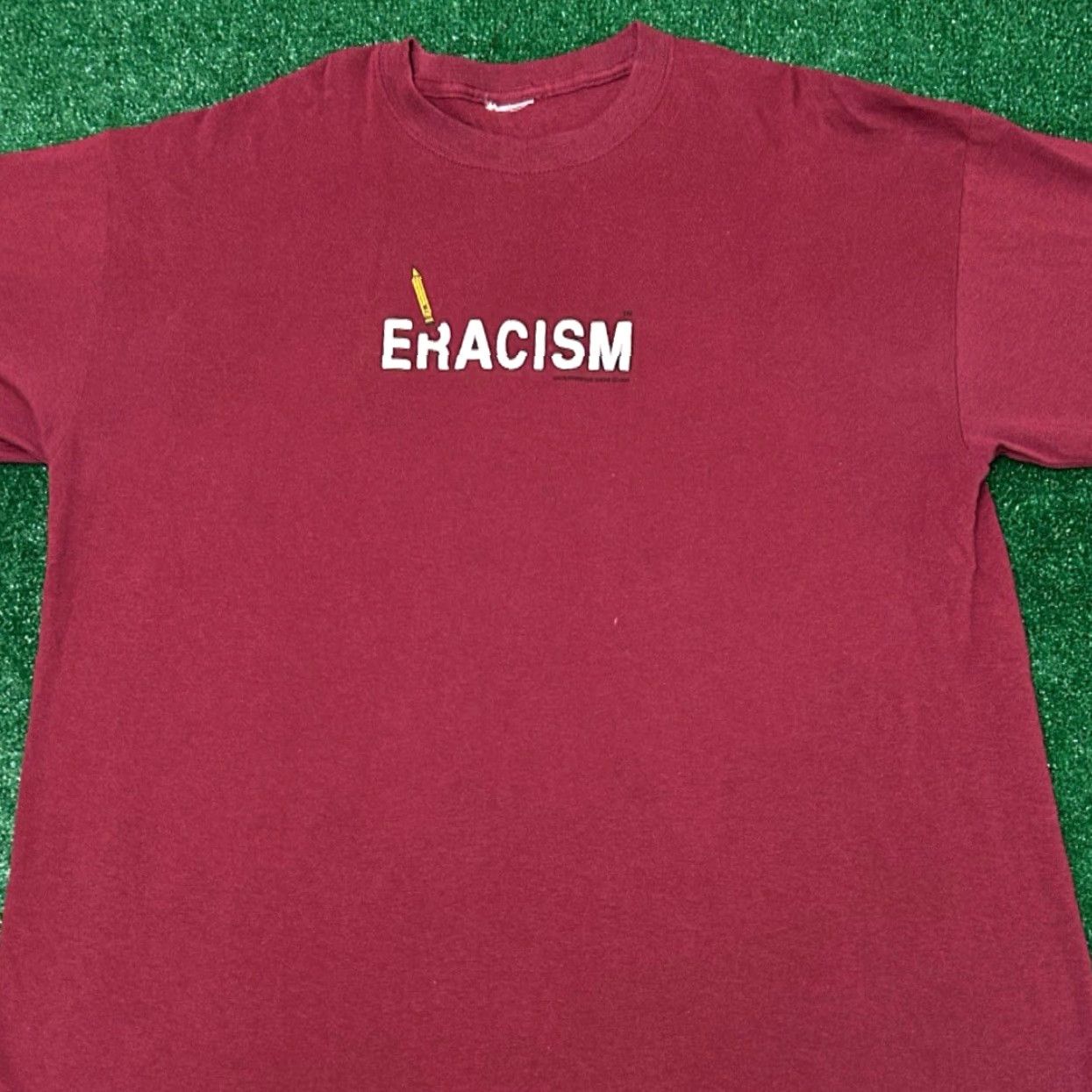 Vintage VINTAGE 90s Eracism Anti Racism World Peace Puff Print VTG 1993 Shirt Size XL Maroon Mens T-Shirt Short Sleeve Size US XL / EU 56 / 4 - 4 Thumbnail