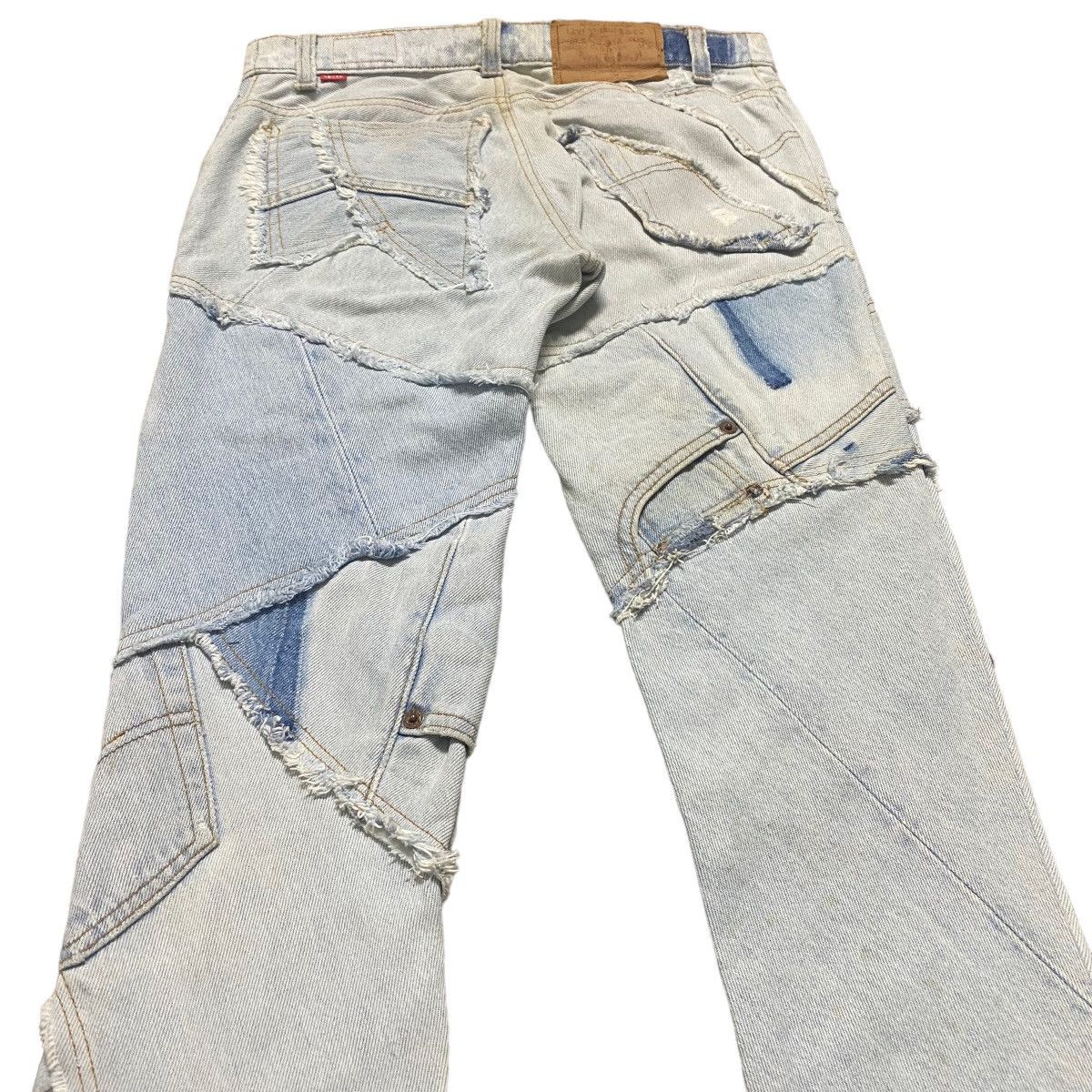 Japanese Brand JUNGLE CAT Reworked Recylce Paper Denim Flare Jeans Size US 28 / EU 44 - 13 Thumbnail