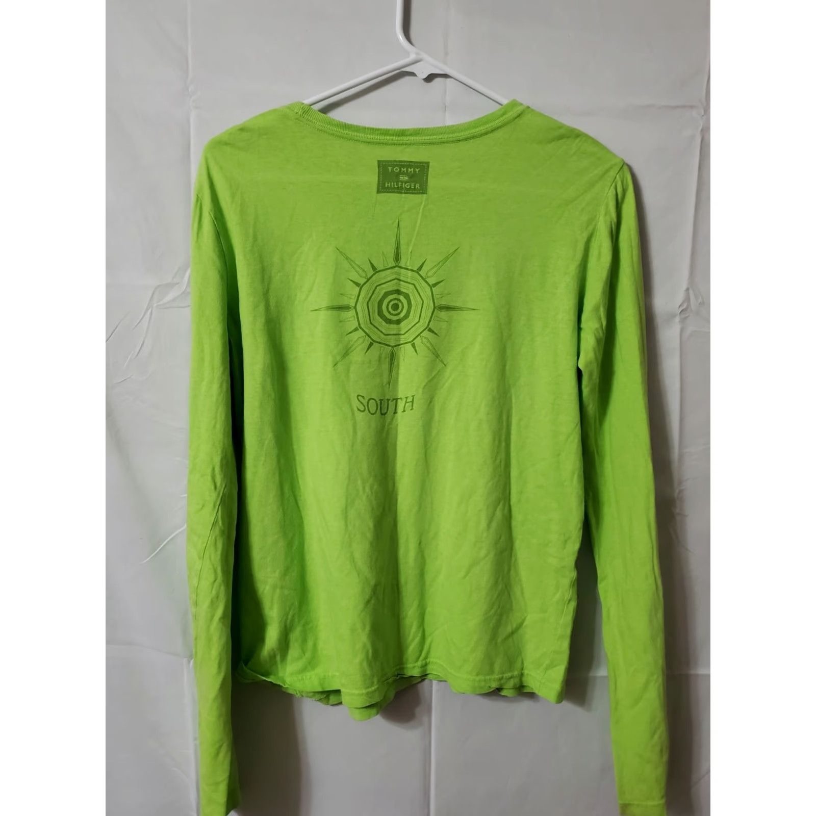 Tommy Hilfiger VINTAGE Tommy Hilfiger Shirt Womens Long Sleeve Medium Green Embroidered Button Crest North South Regular Fit Size M / US 6-8 / IT 42-44 - 7 Thumbnail