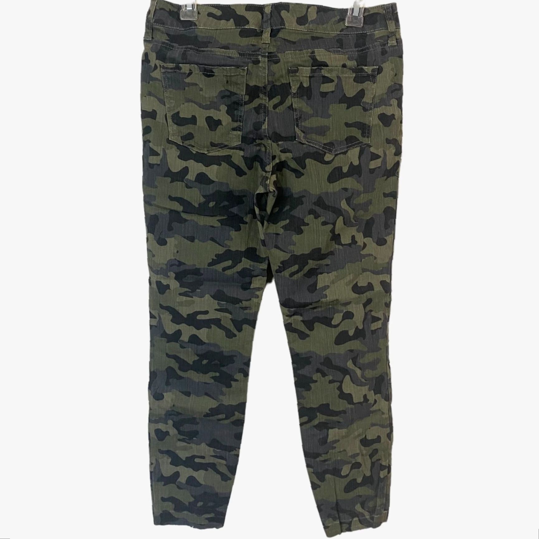 Vintage Black Daisy Billie Skinny Camouflage Jeans Womens 30 Army Green Mid-Rise Raw Hem Size 30" / US 8 / IT 44 - 3 Thumbnail