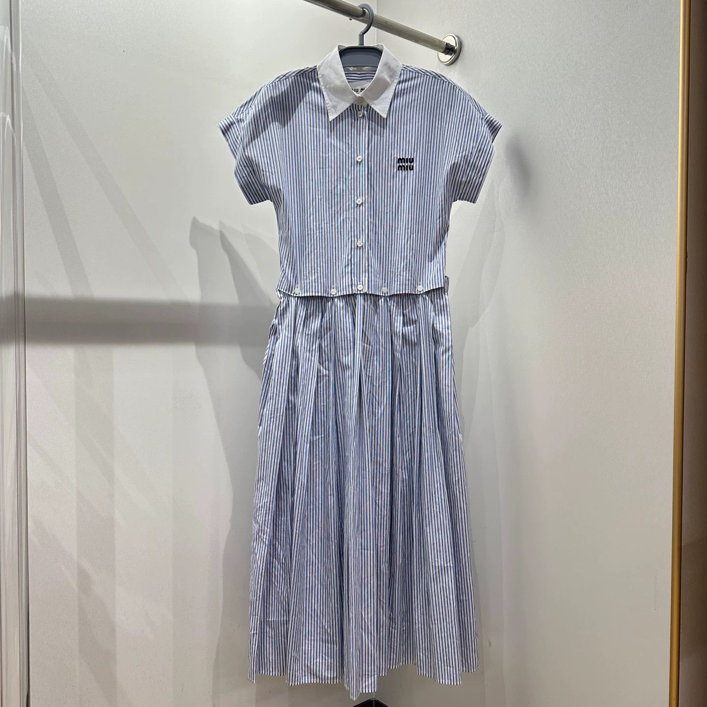 Miu Miu MIU MIU logo striped rem coll short slv dress 38 Size XS / US 0-2 / IT 36-38 - 1 Thumbnail