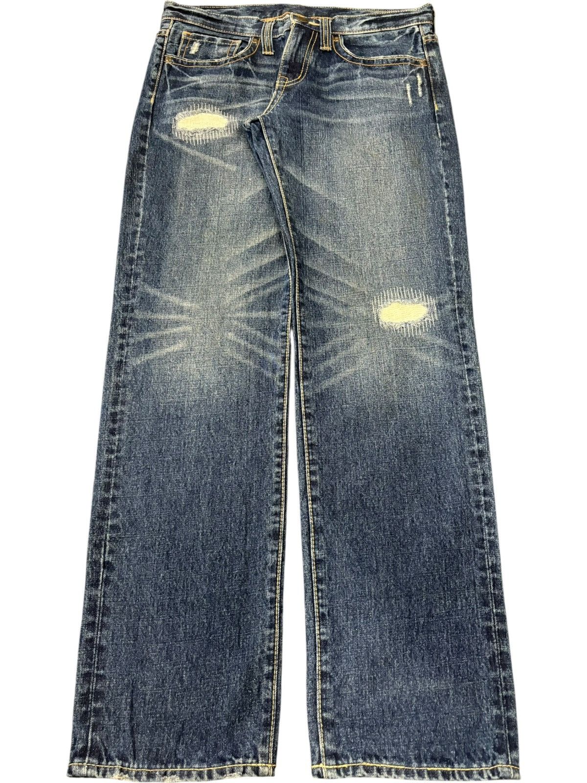 Dsquared2 Vintage Japanese Brand Blue Wash Distressed Sashiko Jeans Size 31" - 1 Thumbnail