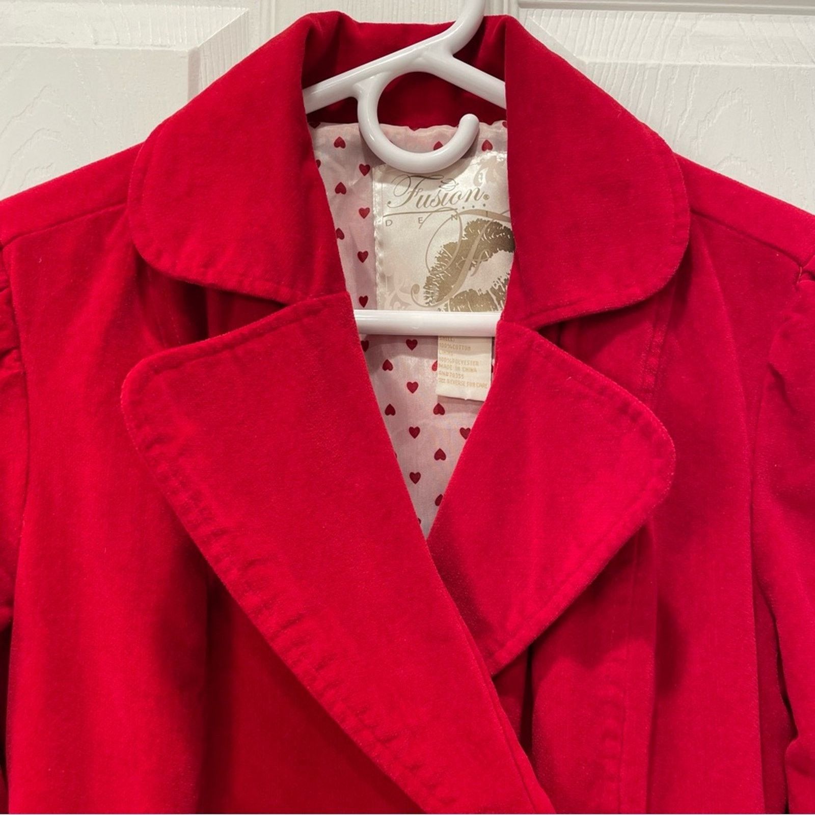 Other Vintage Heart Lined Red Velour Coat Size M / US 6-8 / IT 42-44 - 4 Thumbnail