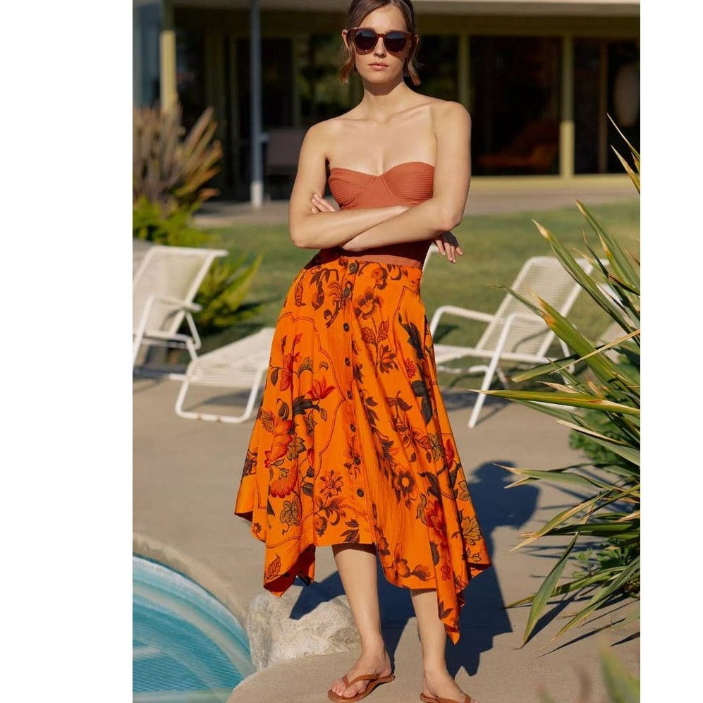 Anthropologie New Anthropologie Asymmetrical Floral Midi Skirt $170 SIZE 2 Size 26" / US 2 / IT 38 - 3 Thumbnail