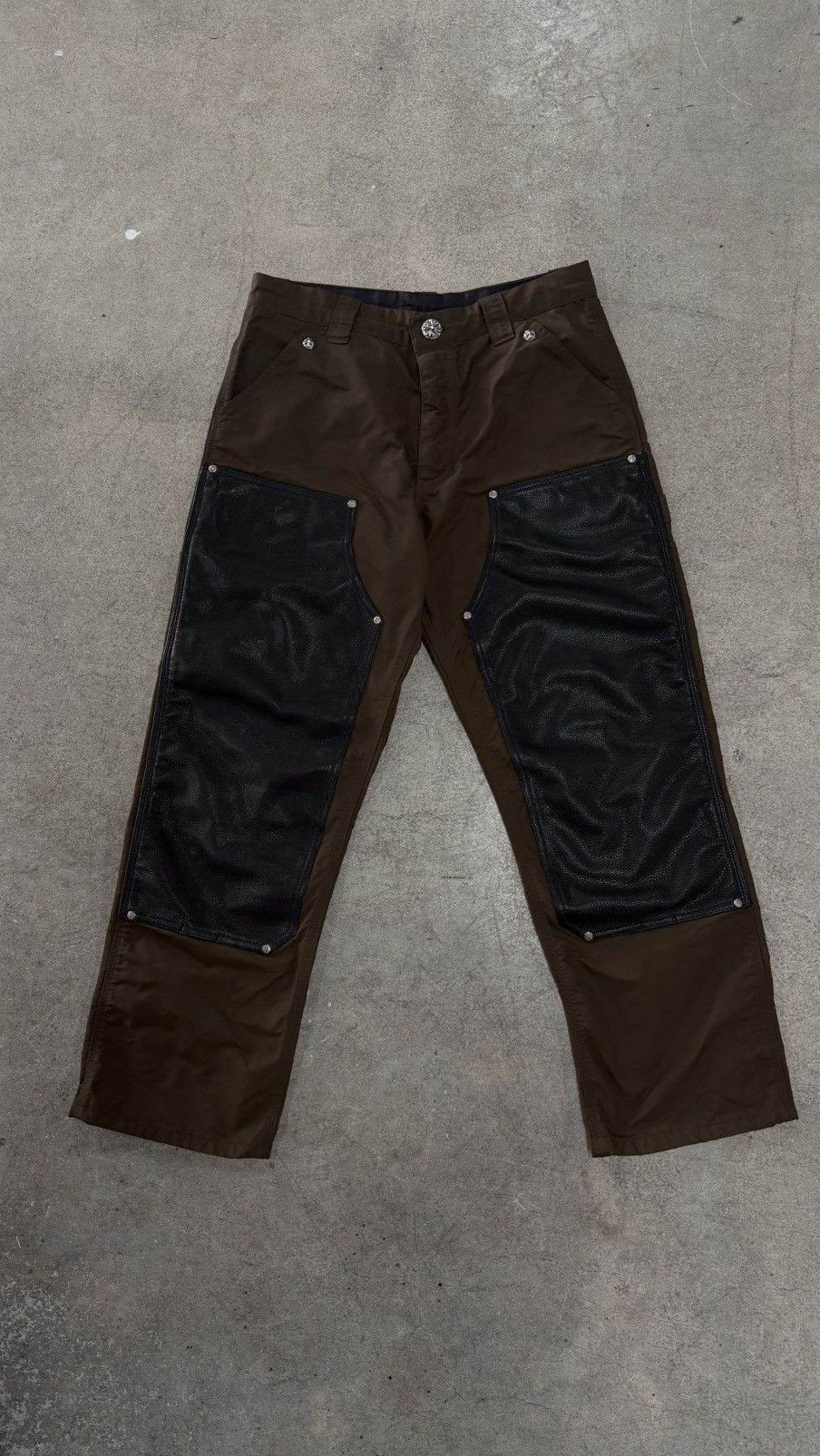 Chrome Hearts Chrome Hearts Brown Nylon and Leather Double Knee Pants Size US 32 / EU 48 - 1 Thumbnail