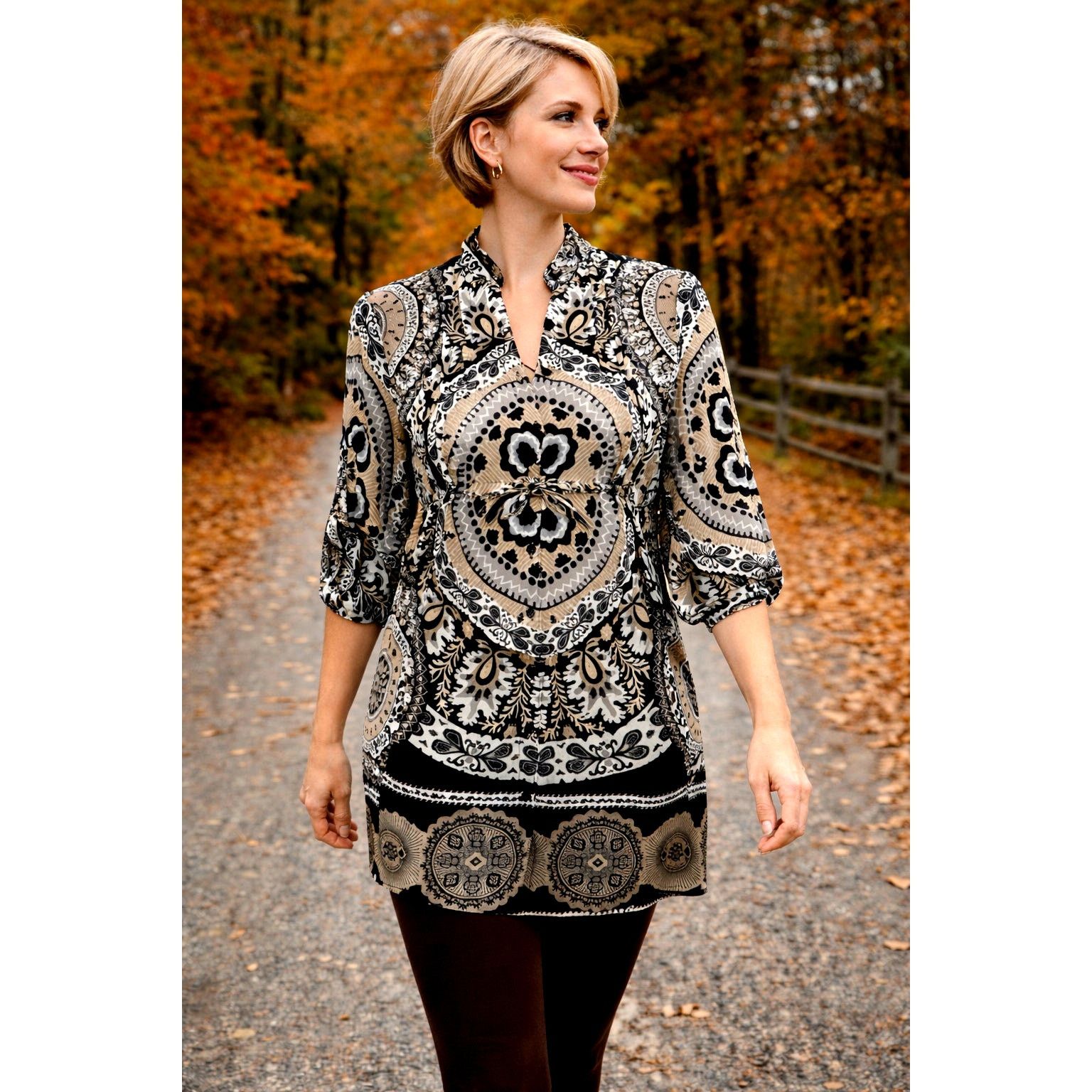 Other Paisley Shirt/Dress Chinese Collar Ties Under Bust Brown L Size L / US 10 / IT 46 - 1 Thumbnail