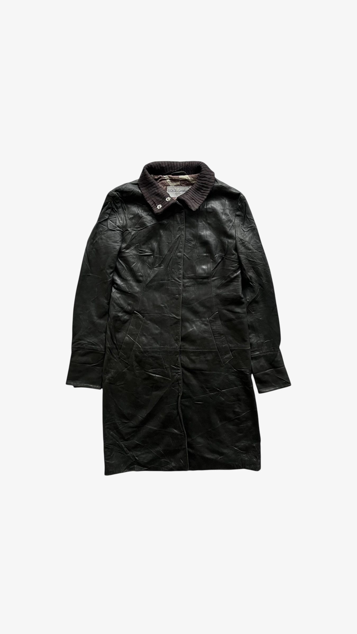 Dolce & Gabbana Vintage 90s Women's Dolce & Gabbana Dark Brown Leather Coat Size M / US 6-8 / IT 42-44 - 1 Thumbnail