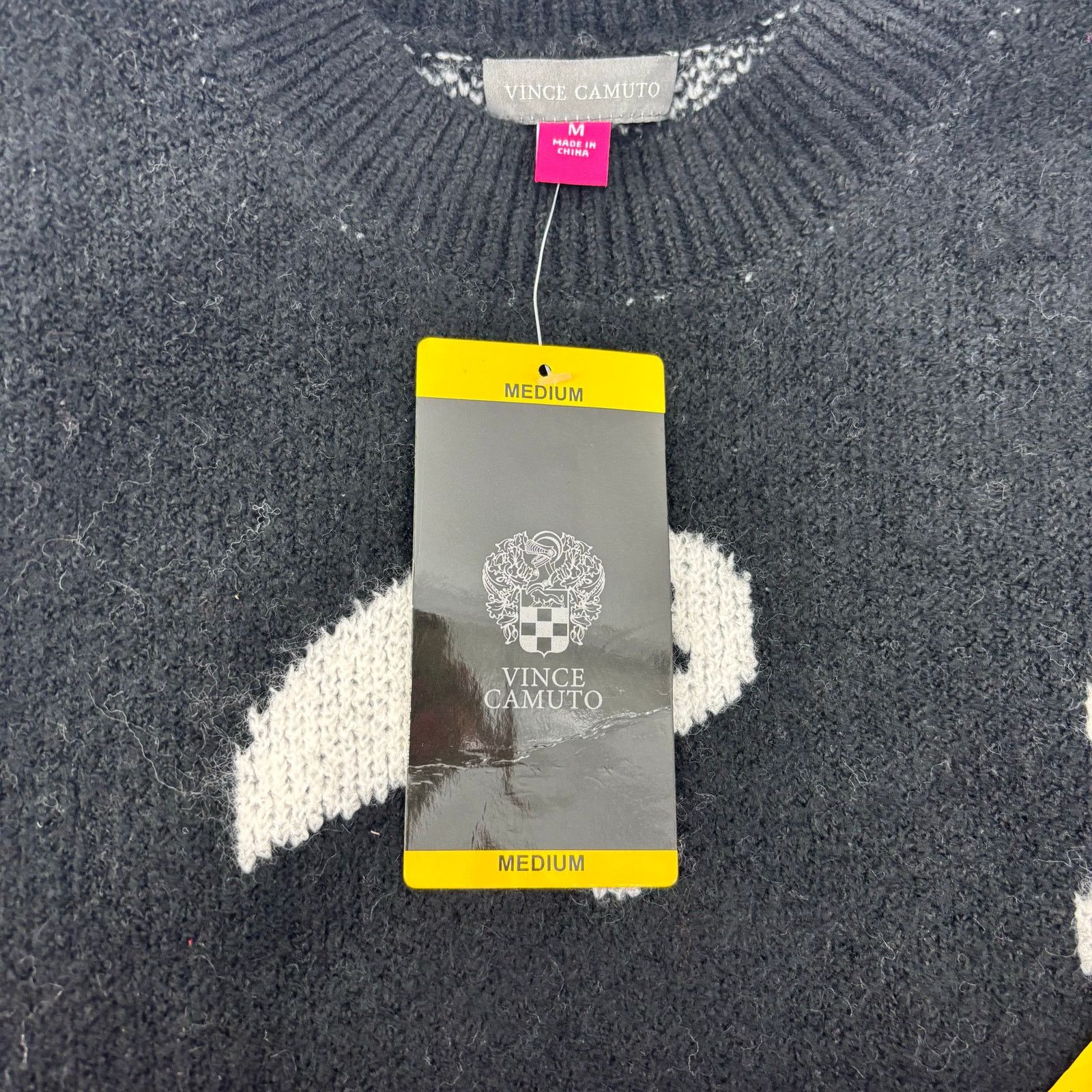 Vince Camuto Vince Camuto Womens Med Black White Ghost Halloween Sweater Size M / US 6-8 / IT 42-44 - 7 Thumbnail