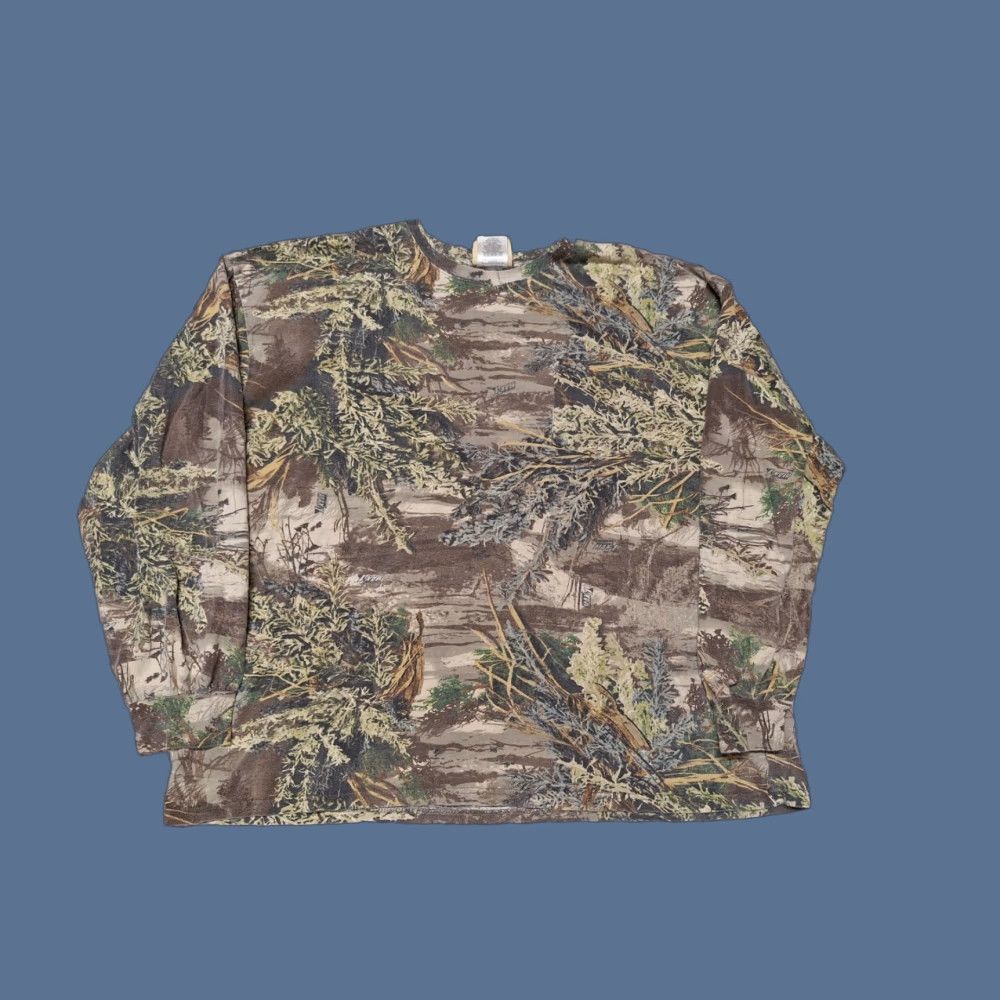 Vintage Russell Outdoors 2XL Camouflage Pocket Mossy Oak Hunting Nature L/S Pullover Shirt Mens Shirt Size US XXL / EU 58 / 5 - 1 Thumbnail