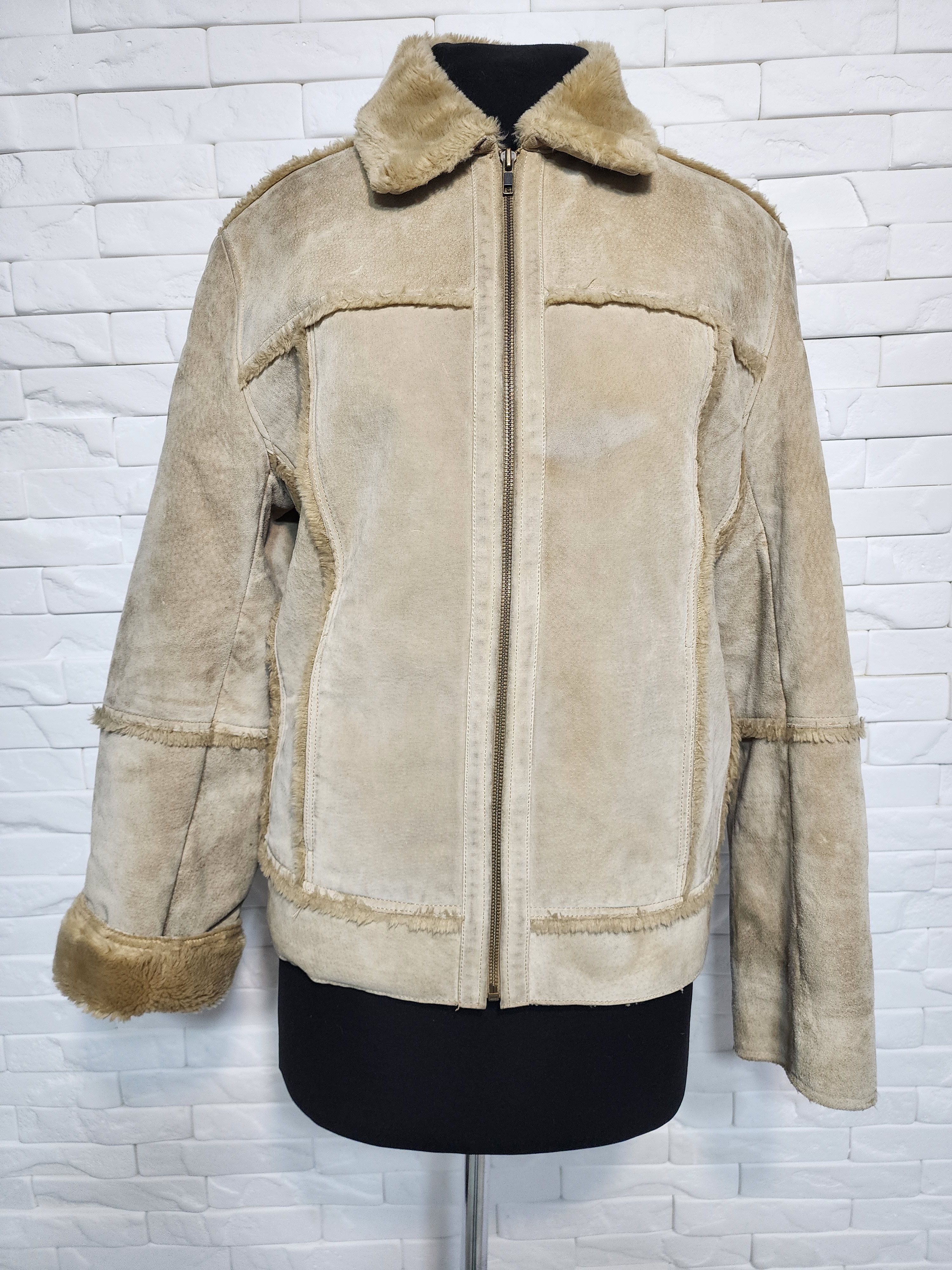 Men's Suede Style Jacket: Faux Fur Insulation Metal Zipper