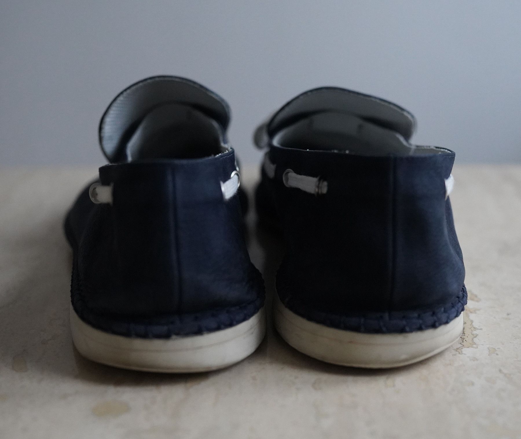 Giorgio Armani Giorgio Armani Navy Blue Leather Boat Shoes Size 10 Size US 10 / EU 43 - 3 Thumbnail