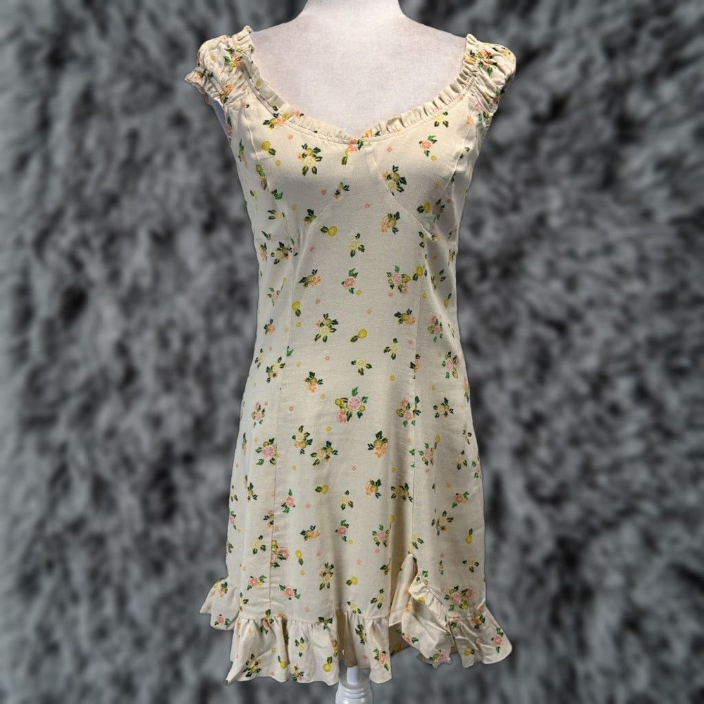Free People Free People Mini Dress Small Extra Large Womens Citrus Print Linen Blend Size S / US 4 / IT 40 - 1 Thumbnail