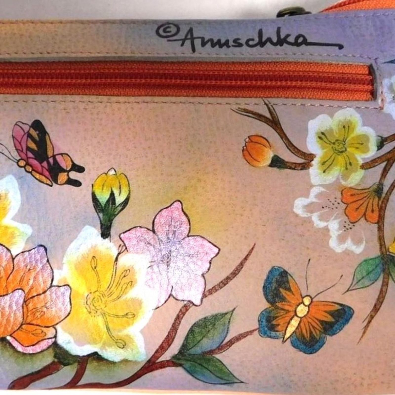Designer Anuschka Hand Painted Leather Japanese Garden Crossbody Bag Size ONE SIZE - 5 Thumbnail