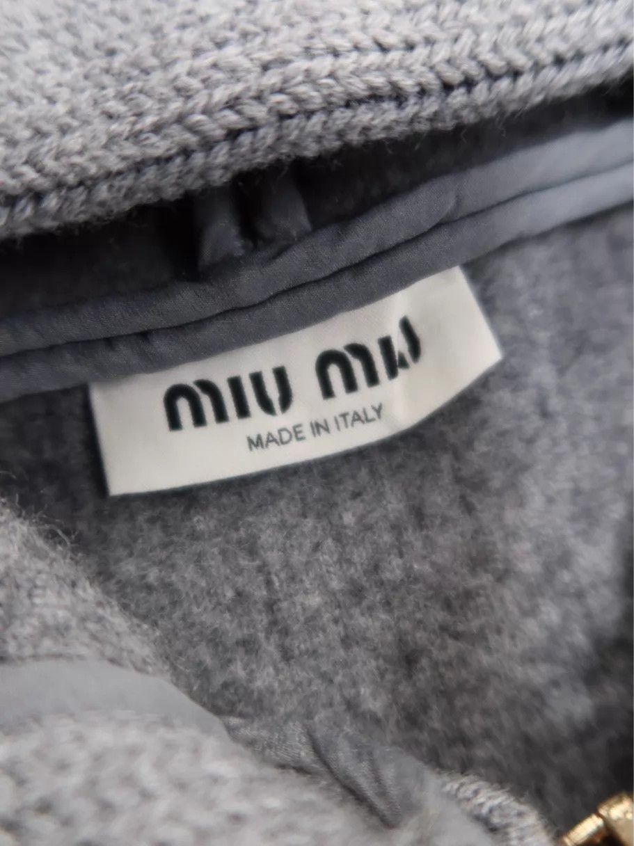 Miu Miu MIUMIU women's Gray Wool Knit Zipper Jacket Size XS / US 0-2 / IT 36-38 - 3 Thumbnail