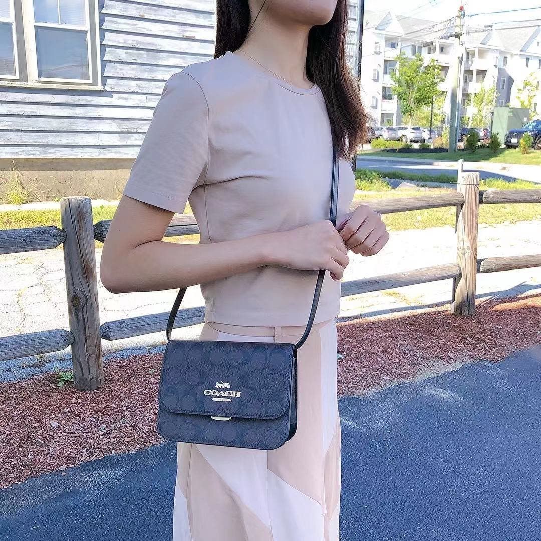 image of Coach C5592 Mini Brynn Crossbody In Signature Canvas Brown in Black, Women's