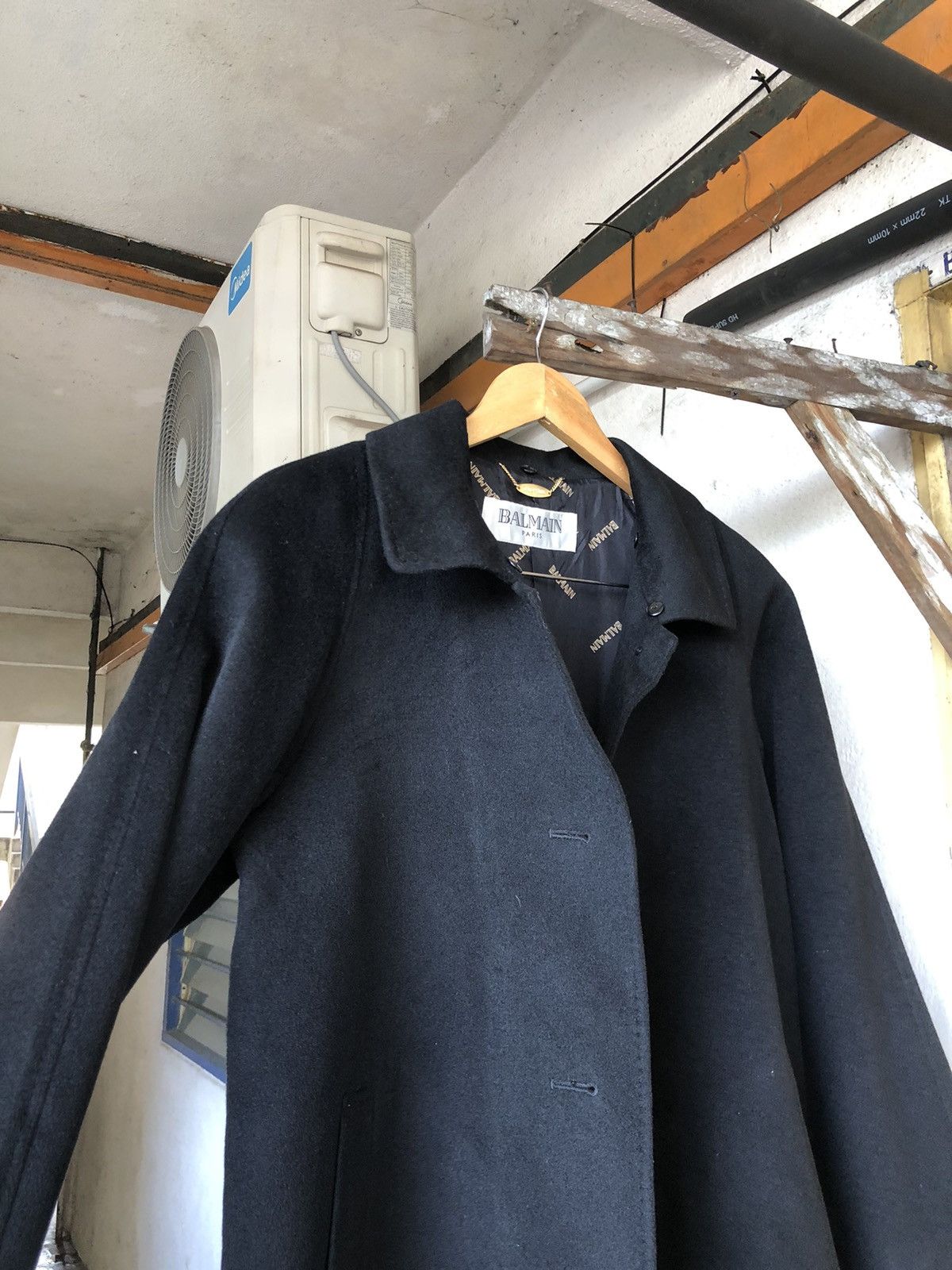 Balmain Authentic🔥 Balmain Cashmere Wool Long Coat Black Size L / US 10 / IT 46 - 14 Thumbnail