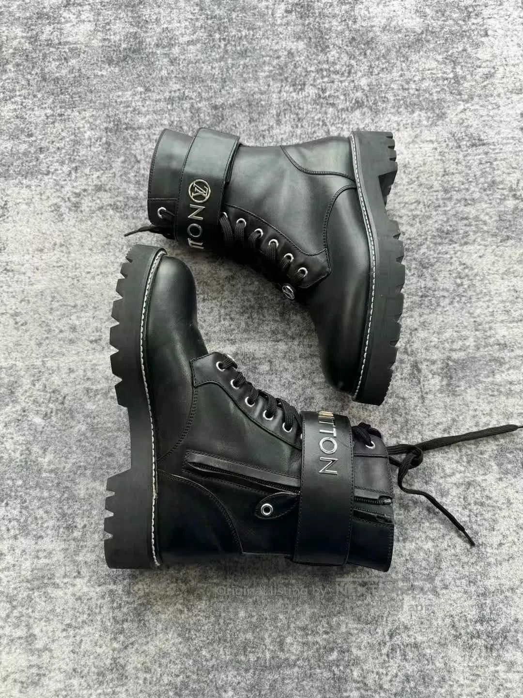Louis Vuitton Louis Vuitton Black Silver Logo Martin Boots. Size US 7.5 / IT 37.5 - 8 Thumbnail