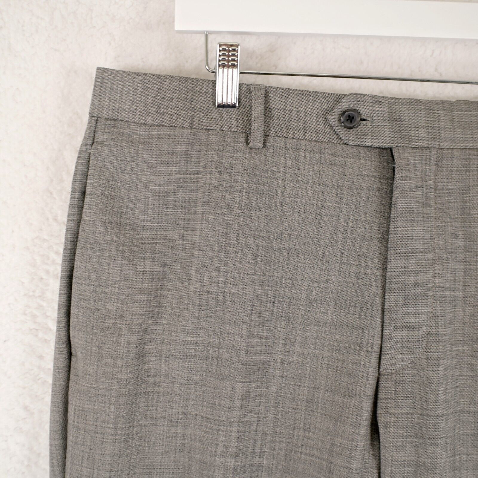 Egara Egara Gray Wool Sharkskin Flat Front Mid Rise Dress Pants 37 Size 36R - 2 Thumbnail