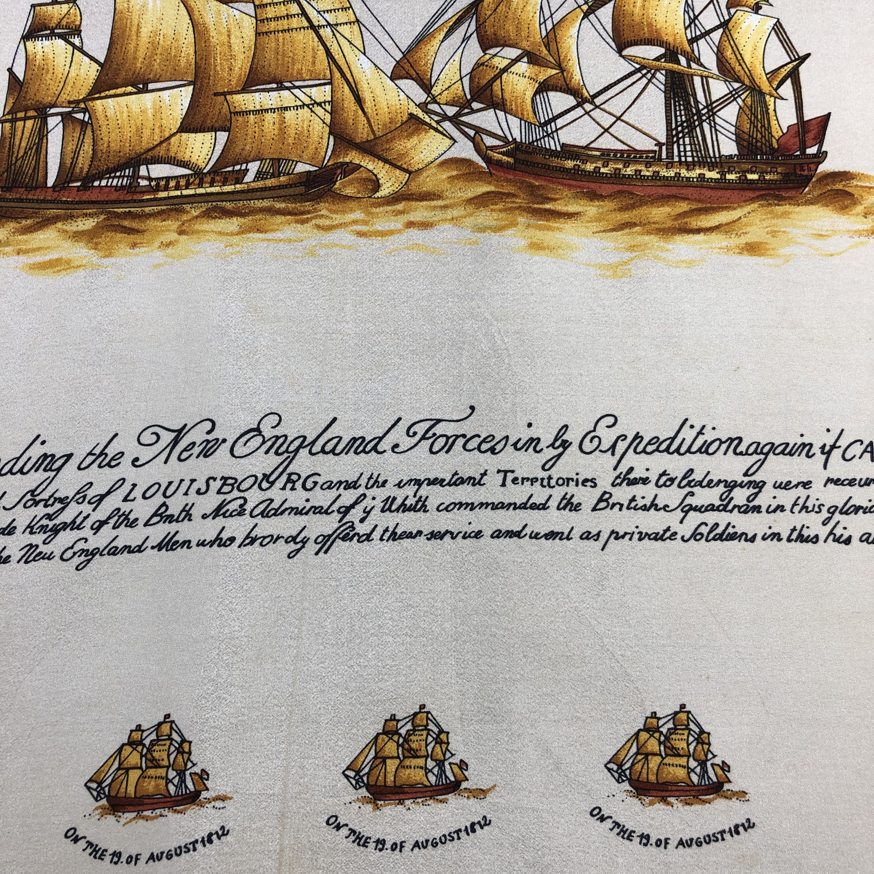 Vintage New England Forces Ships Silk Scarf M1377 Size ONE SIZE - 5 Thumbnail