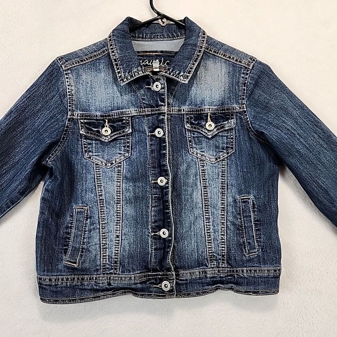 Vintage Maurices Womens Denim Jean Trucker Jacket Short Flap Pocket Blue S Biker Y2K Retro Lightweight Stretch Regular Jacket Womens Size 28" / US 6 / IT 42 - 3 Thumbnail