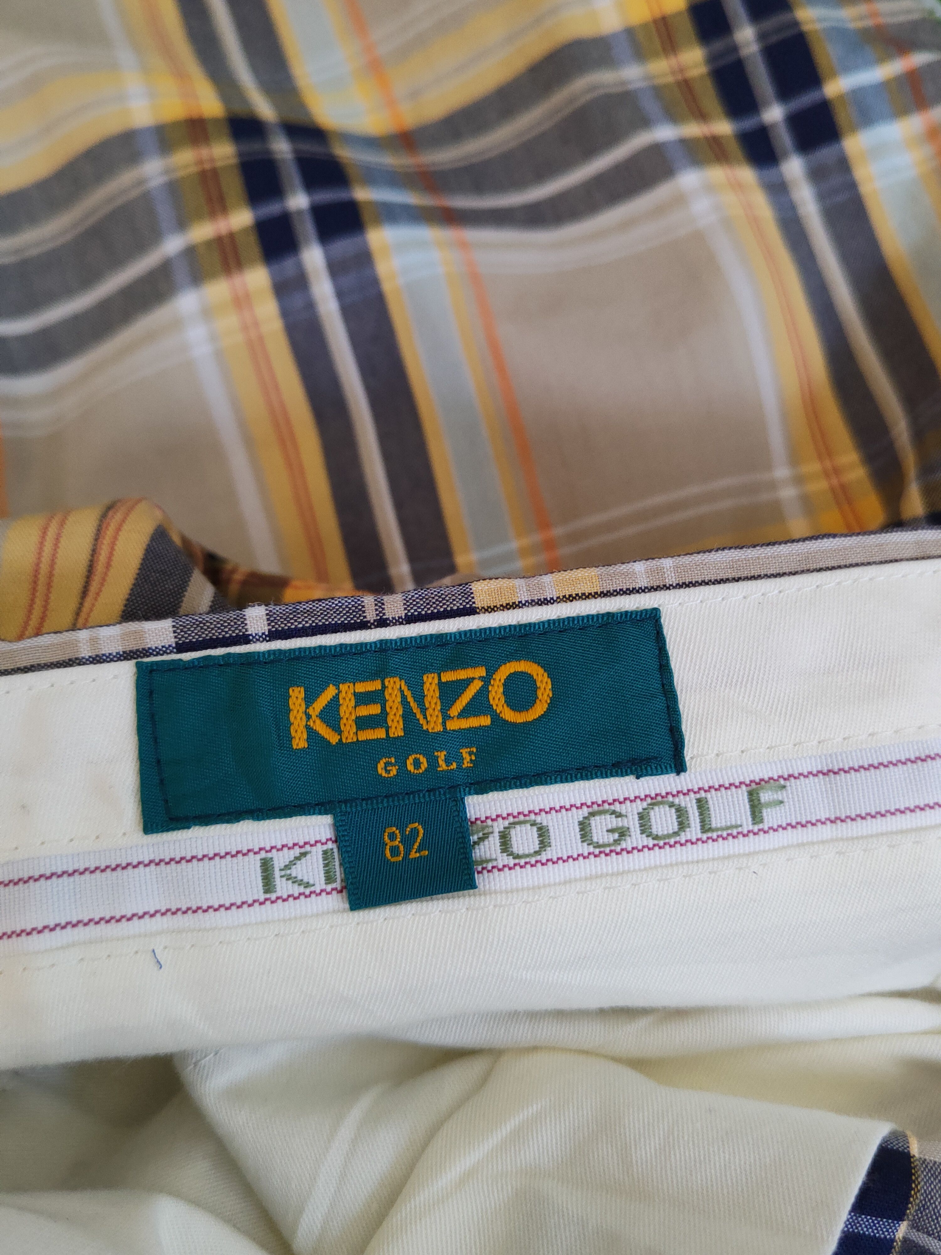 Kenzo Kenzo Golf Yellow Blue checkered Casual Pants #S1348 Size US 32 / EU 48 - 15 Thumbnail