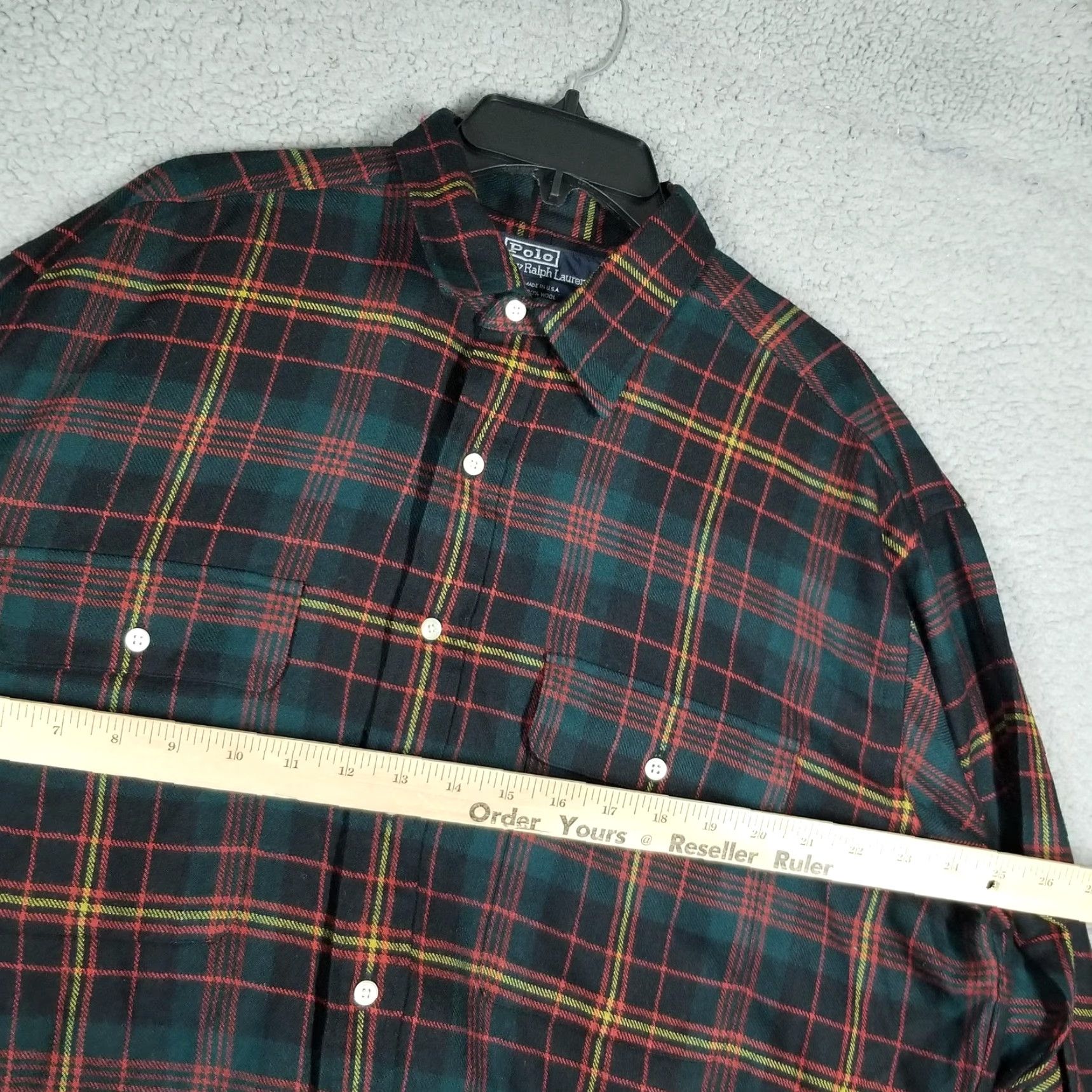 Polo Ralph Lauren VINTAGE Polo Ralph Lauren Flannel Shirt Mens Large Green Red Plaid Wool 90s Size US L / EU 52-54 / 3 - 6 Thumbnail