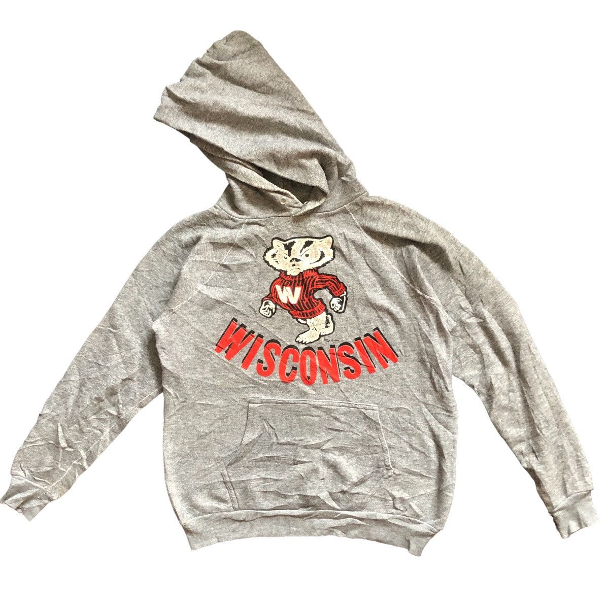 image of Collegiate x Made In USA 1986 Wisconsin Badger Hodie in Grey, Men's (Size Medium)