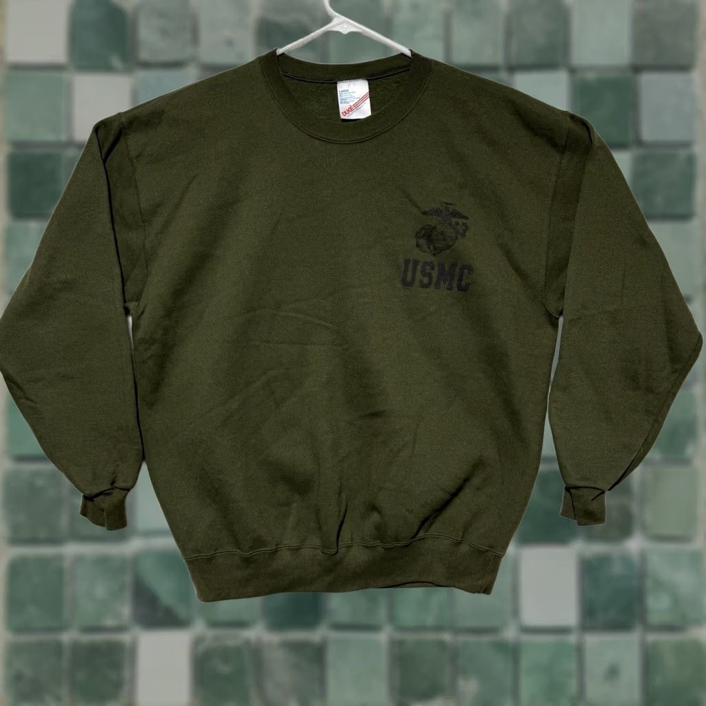 Vintage VINTAGE USMC Duke Crewneck Pullover Sweatshirt Olive Green L Mens Regular Green 1990s Marine Graphic Print Sweatshirt Size US L / EU 52-54 / 3 - 1 Thumbnail