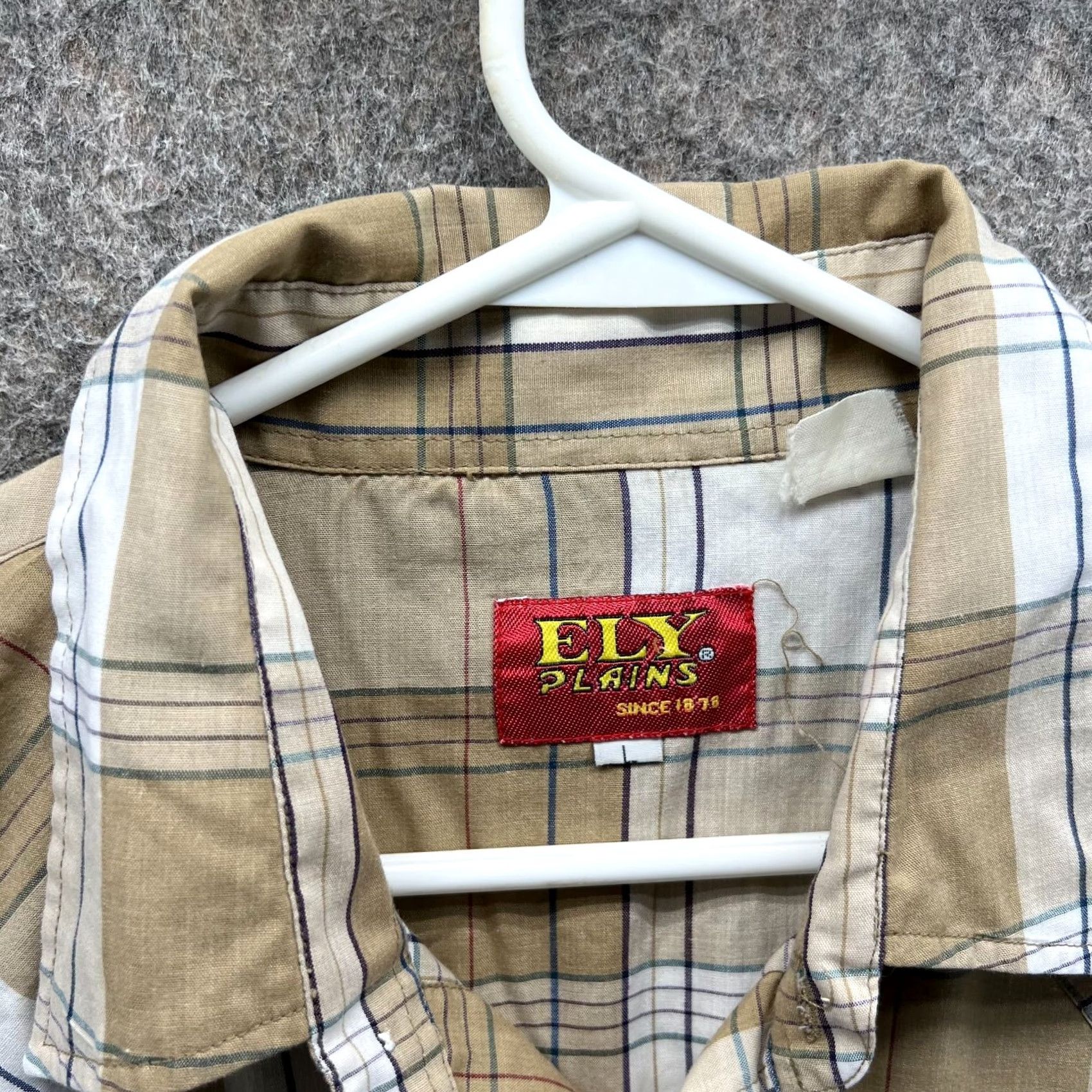 Vintage Ely Cattleman Shirt Men Large Tan Western Pearl Snap Short Sleeve Plaid Cowboy Size US L / EU 52-54 / 3 - 7 Thumbnail