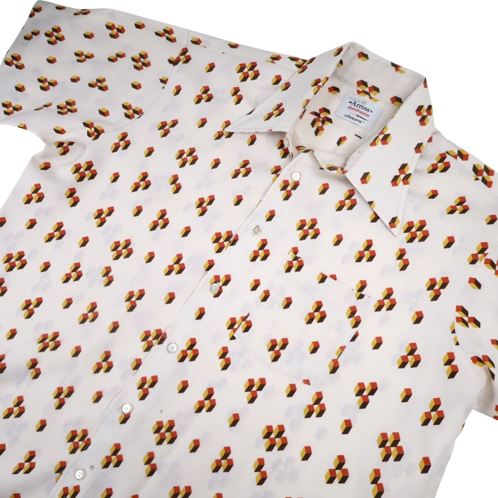 Arrow VINTAGE Arrow Sportswear Geometric Print Button Up Shirt White XL Mens Long Sleeve Size US XL / EU 56 / 4 - 2 Thumbnail