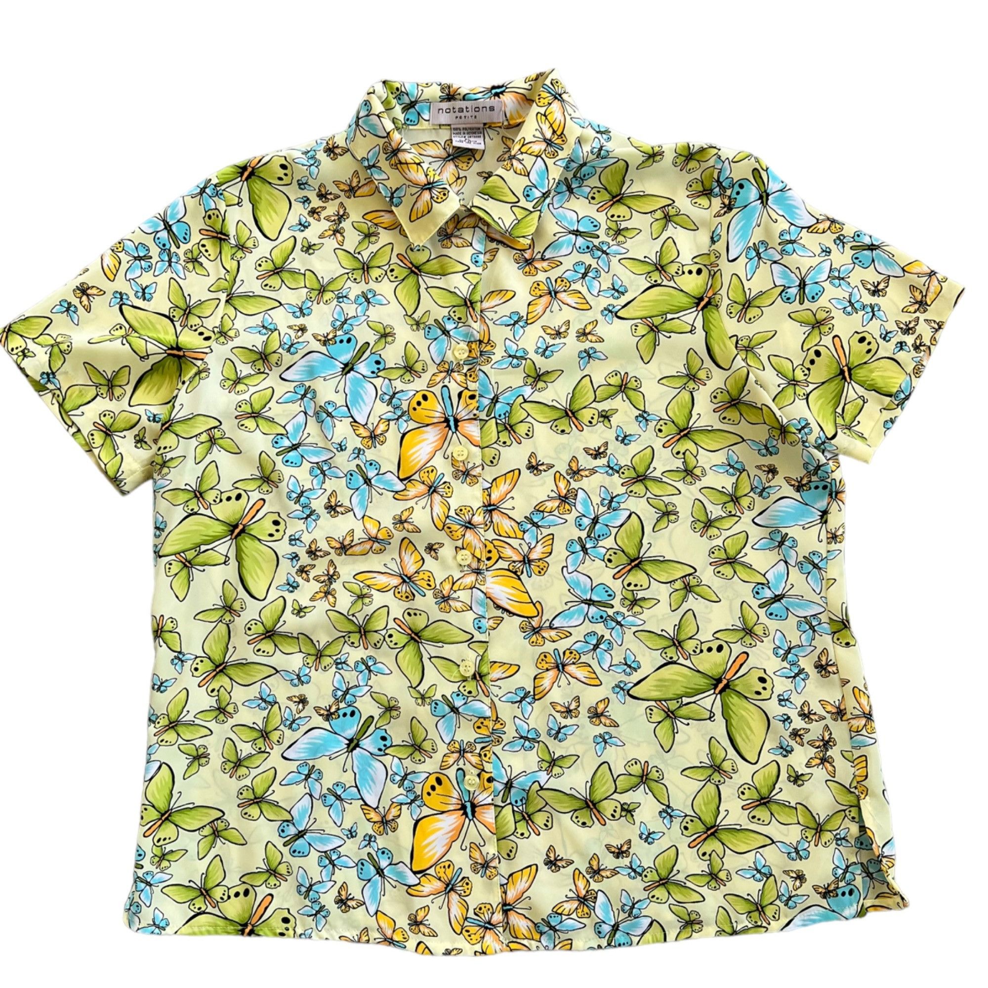 Vintage Vintage Notations Novelty Print Butterfly Print Short Sleeve Size L / US 10 / IT 46 - 1 Thumbnail