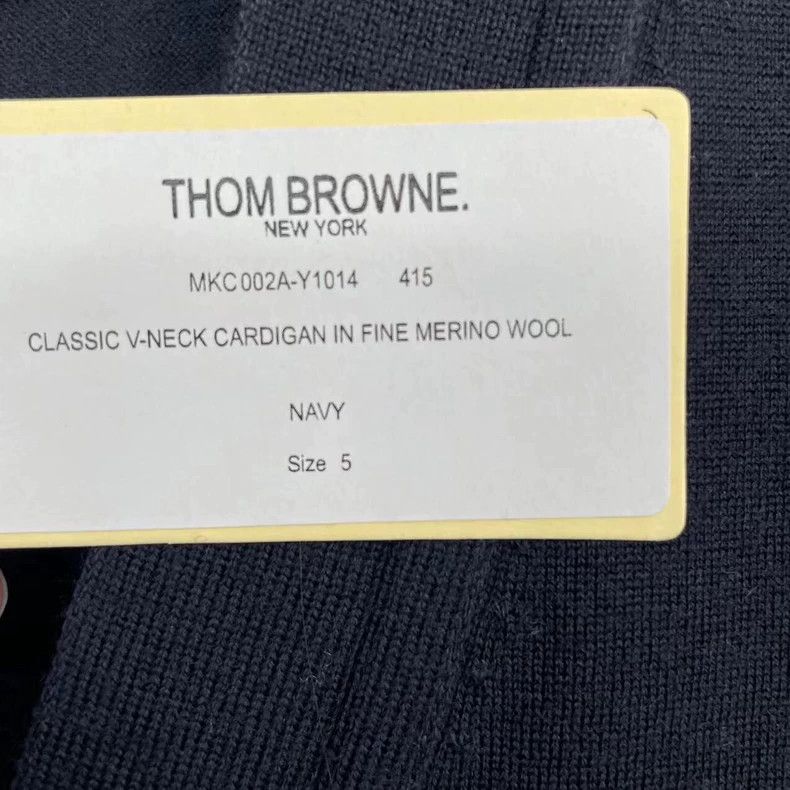Thom Browne Thom browne Dark blue striped wool knitted cardigan 2503-Ne Size US XXL / EU 58 / 5 - 6 Thumbnail