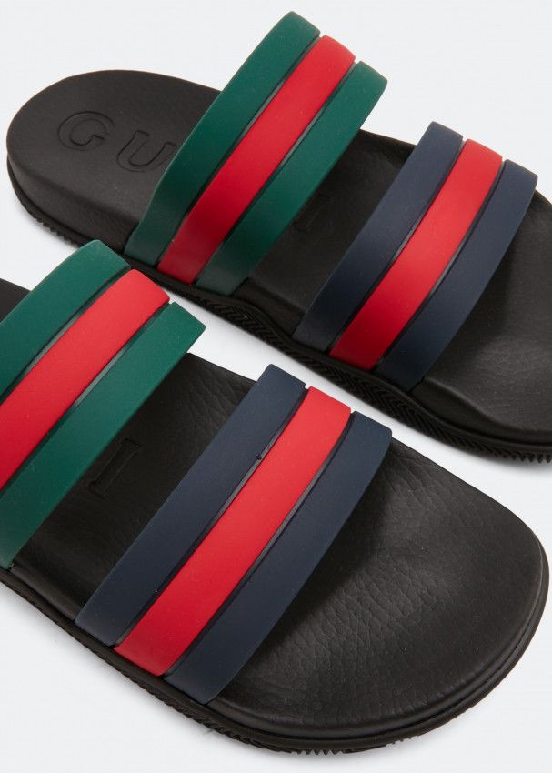 Gucci o1s1wg110125 Web Slide Sandals in Multicolor Size US 7.5 / EU 40-41 - 2 Thumbnail