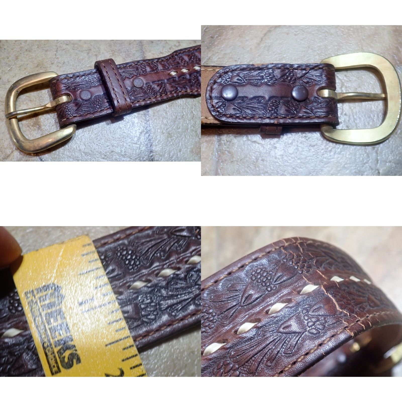 Vintage VINTAGE Bona Allen Belt GINNY Name 30 Brown Tooled Leather Western Belt Womens 70s 80s 90s USA Buckle Size ONE SIZE - 8 Thumbnail
