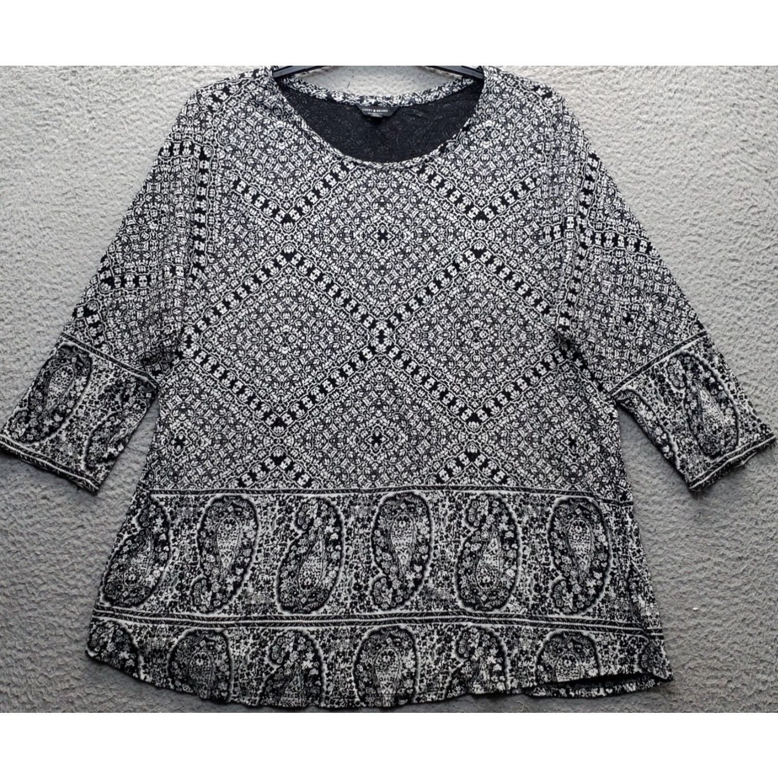 Lucky Brand Lucky Brand Tunic Top Womens 2X Multi Paisley Long Sleeve Round Neck Pullover Size XXL / US 16-18 / IT 52-54 - 2 Thumbnail