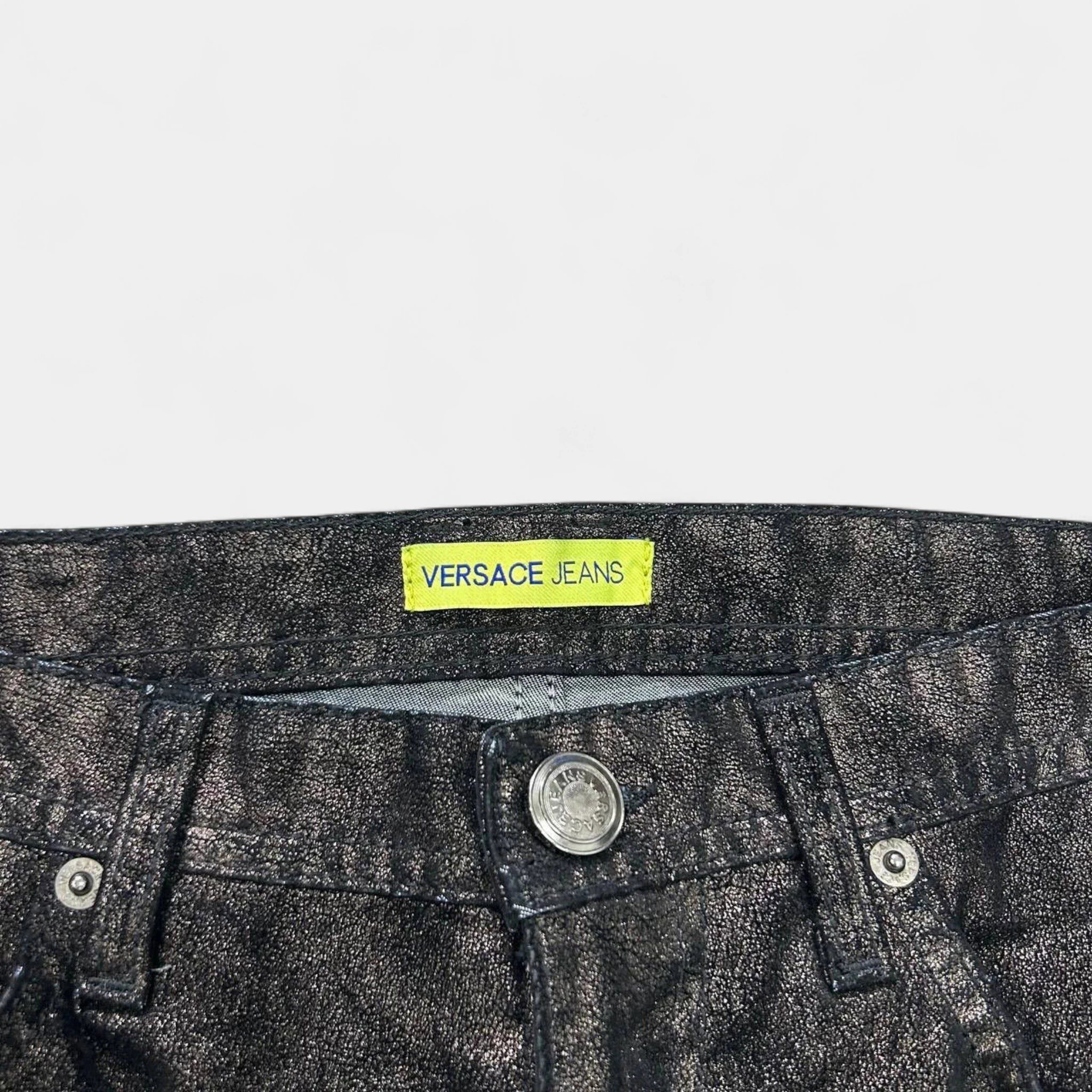 Versace Versace Jeans Skinny Metallic Black Suede Pants Size M / US 6-8 / IT 42-44 - 4 Thumbnail