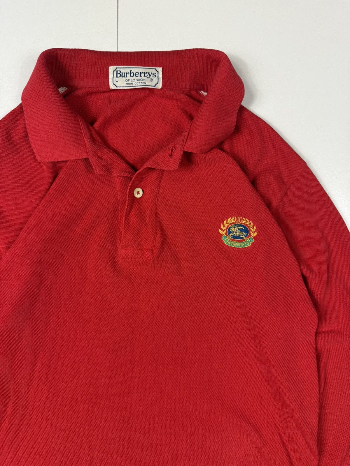 Burberry Vintage Burberry Polo Shirt Red Long Sleeve Size US L / EU 52-54 / 3 - 4 Thumbnail