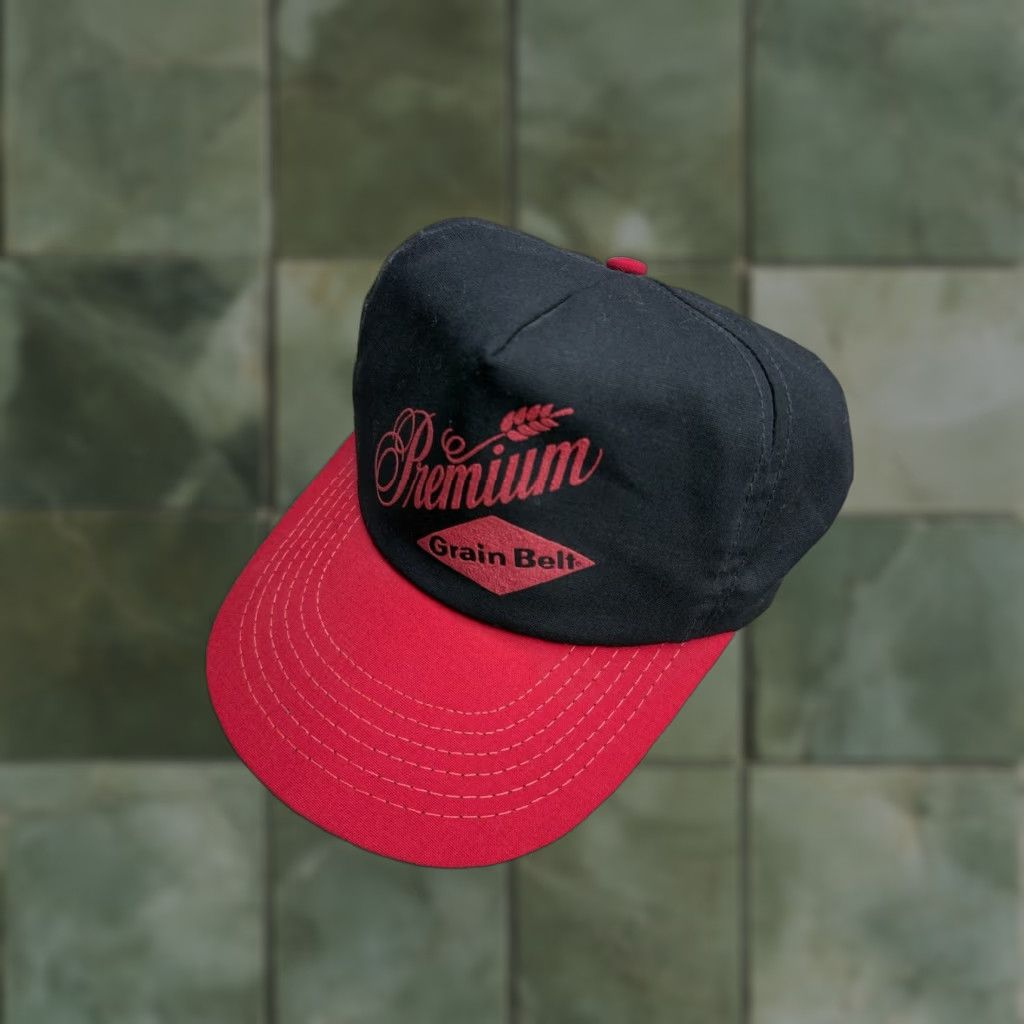 Vintage VINTAGE Spartan Black SnapBack Baseball Cap Men’s Hat USA 80s Grain Belt Premium Beer OSFA Men’s Hat Size ONE SIZE - 1 Thumbnail