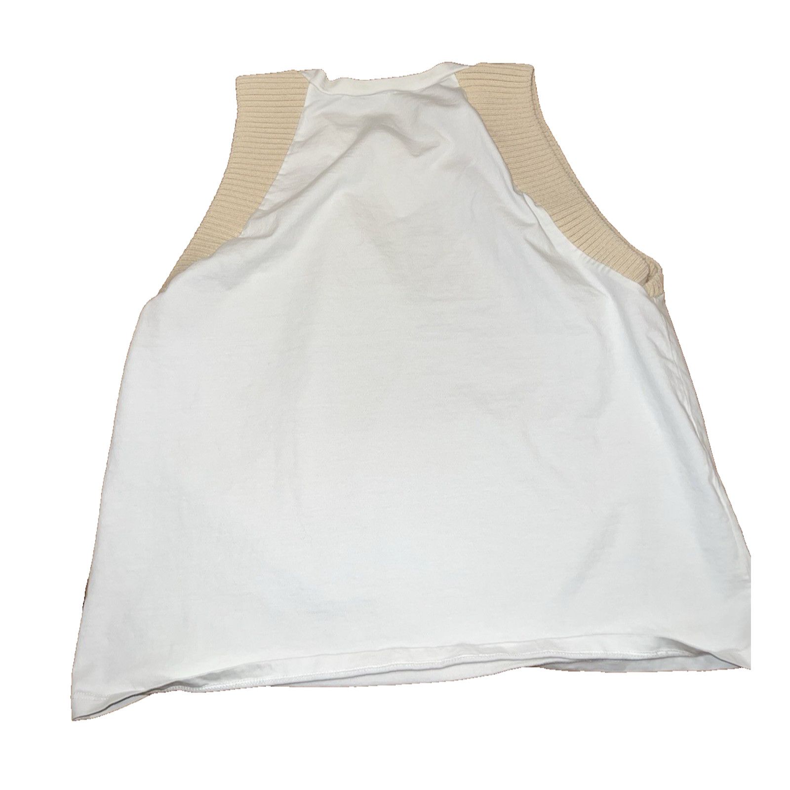 Zara ZARA White cotton knit sleeve blouse tank top Size M A003115 Size XXS / US 00 / IT 34 - 5 Thumbnail