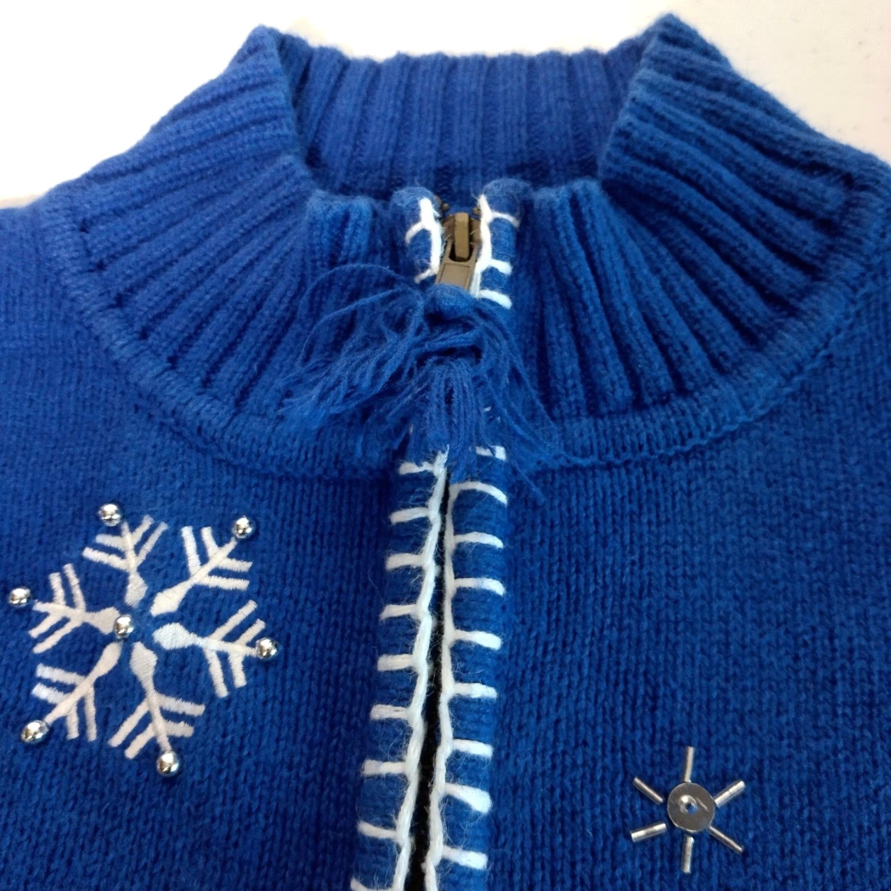 Vintage VINTAGE Crystal Kobe Cardigan Sweater Women's Winter Penguin Beaded Blue Large Christmas Holiday Knit Size L / US 10 / IT 46 - 5 Thumbnail